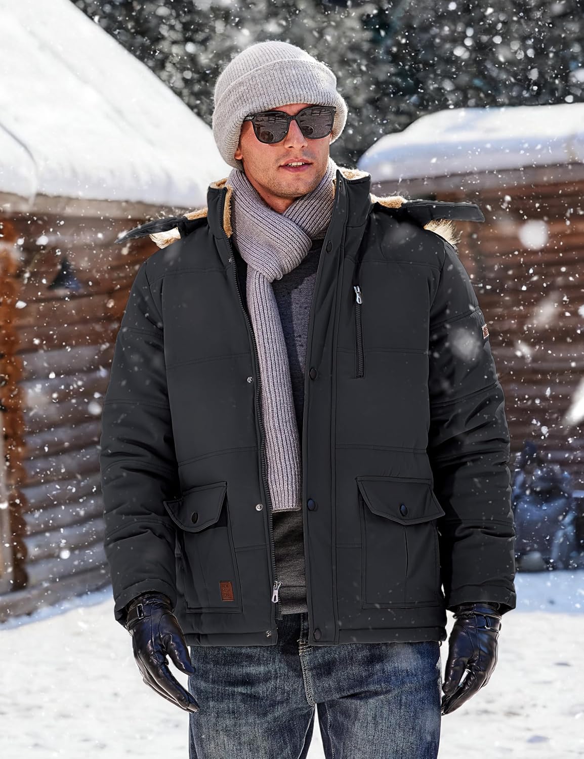 TACVASEN Men's Winter Jacket with Hood Water Repellent Windproof Thicken Parka Winter Coat - Image 2