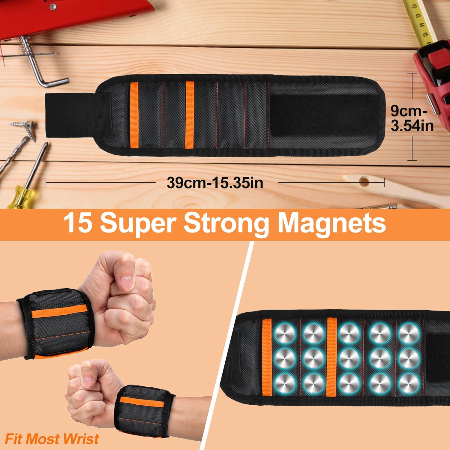 Magnetic Wristband Gifts for Men Dad - Tools for Holding Screws Nail Drill Bits, Cool Gadgets Valentines Day Gifts for Boyfriend Husband Grandpa on Galentines Christmas Birthday Stocking Stuffers - Image 4