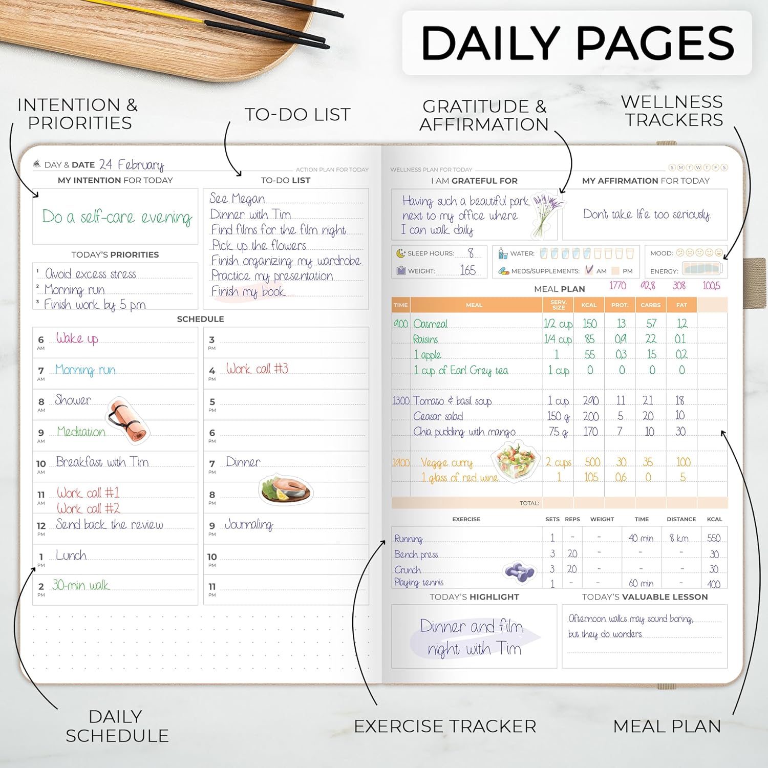 Clever Fox Wellness Planner Premium – Daily Lifestyle Journal to Support Health, Nutrition & Exercise – Healthy Living Journal with Meal, Exercise & Habit Trackers – Lasts 3 Months (Sandstone) - Image 3