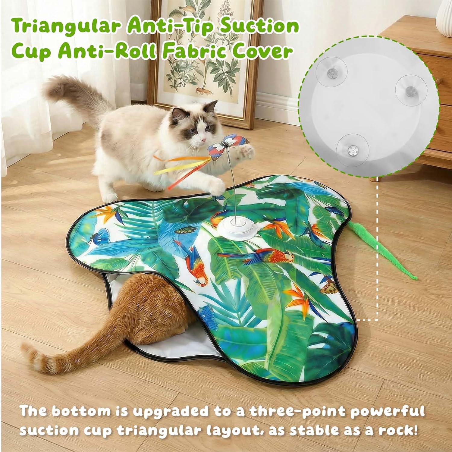 Interactive Cat Toys Rechargeable,Moving Concealed Feathers,Real Mouse Squeaky,Touch Activated Cat Kitten Toy Exercise Toys for Indoor Bored Adult Cats (Green) - Image 7