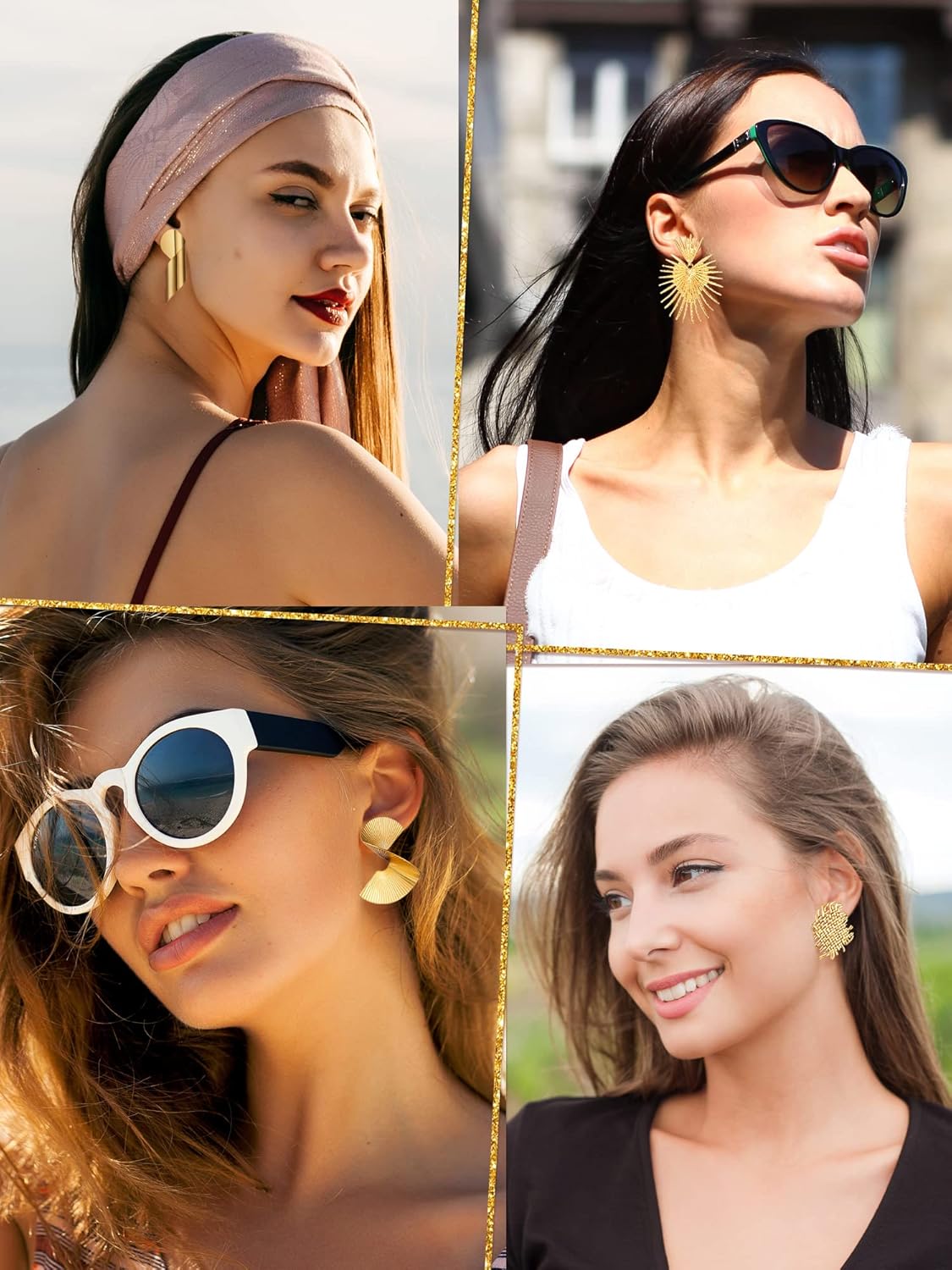 Glenmal 6 Pair Gold Statement Earrings for Women Large Gold Geometric Earrings Woven Twisted Leaf Earring Jewelry Gift - Image 4