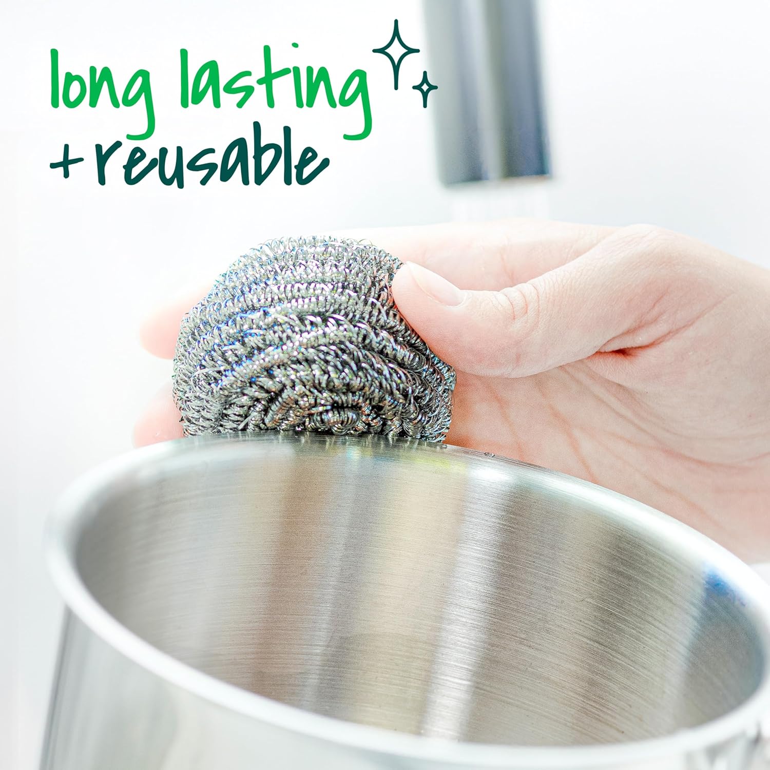 Scotch-Brite Stainless Steel Scrubbers, Scouring Pads for Cleaning Tough Baked-On Messes, Metal Scrubbers for Cleaning Dishes, 3 Scrub Pads - Image 6