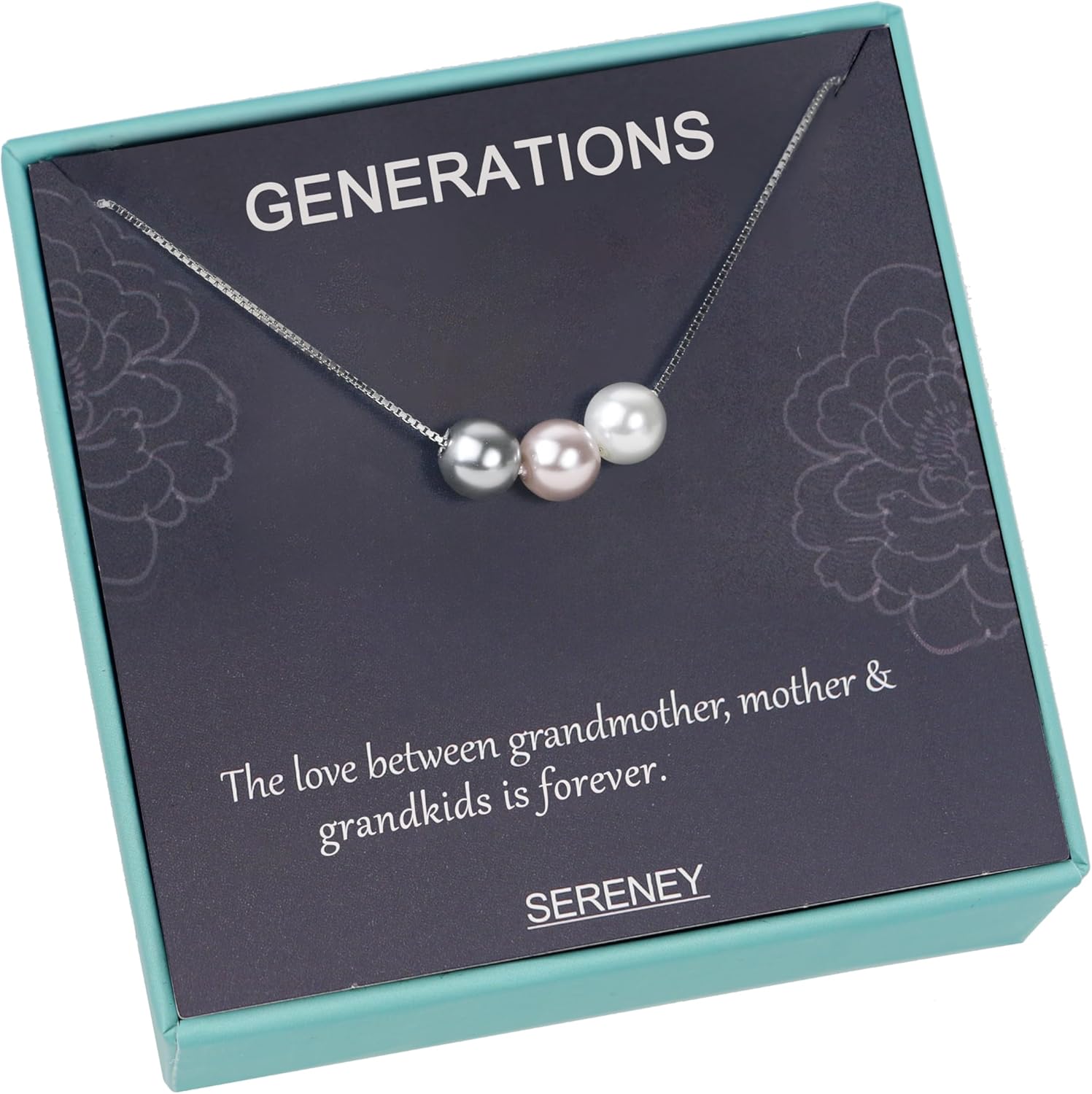 Sereney S925 Sterling Silver Grandma Necklace as Mothers Day Gifts for New Grandma, 3 Circles Grandmother Granddaughter Jewelry for Mom Nana, 3 Sterling Silver Pearl Jewelry as New Grandmother Gifts