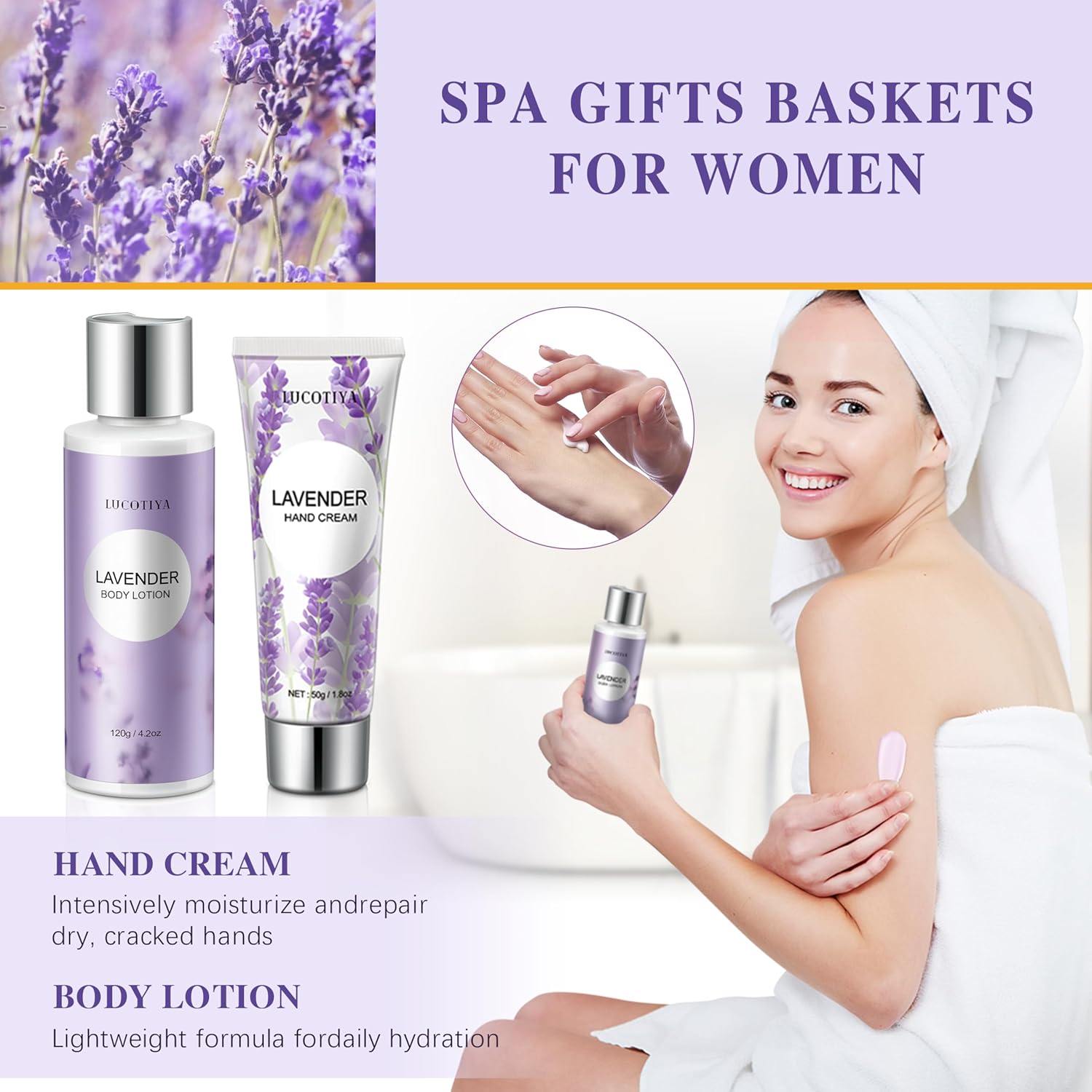 Mothers Day Gifts for Women Spa Gifts Baskets for Women Christmas Birthday Gifts Lavender Bath and Body Sets Relaxing Self Care Get Well Gift for Mom Her Girlfriends Sister Teacher Friends - Image 3