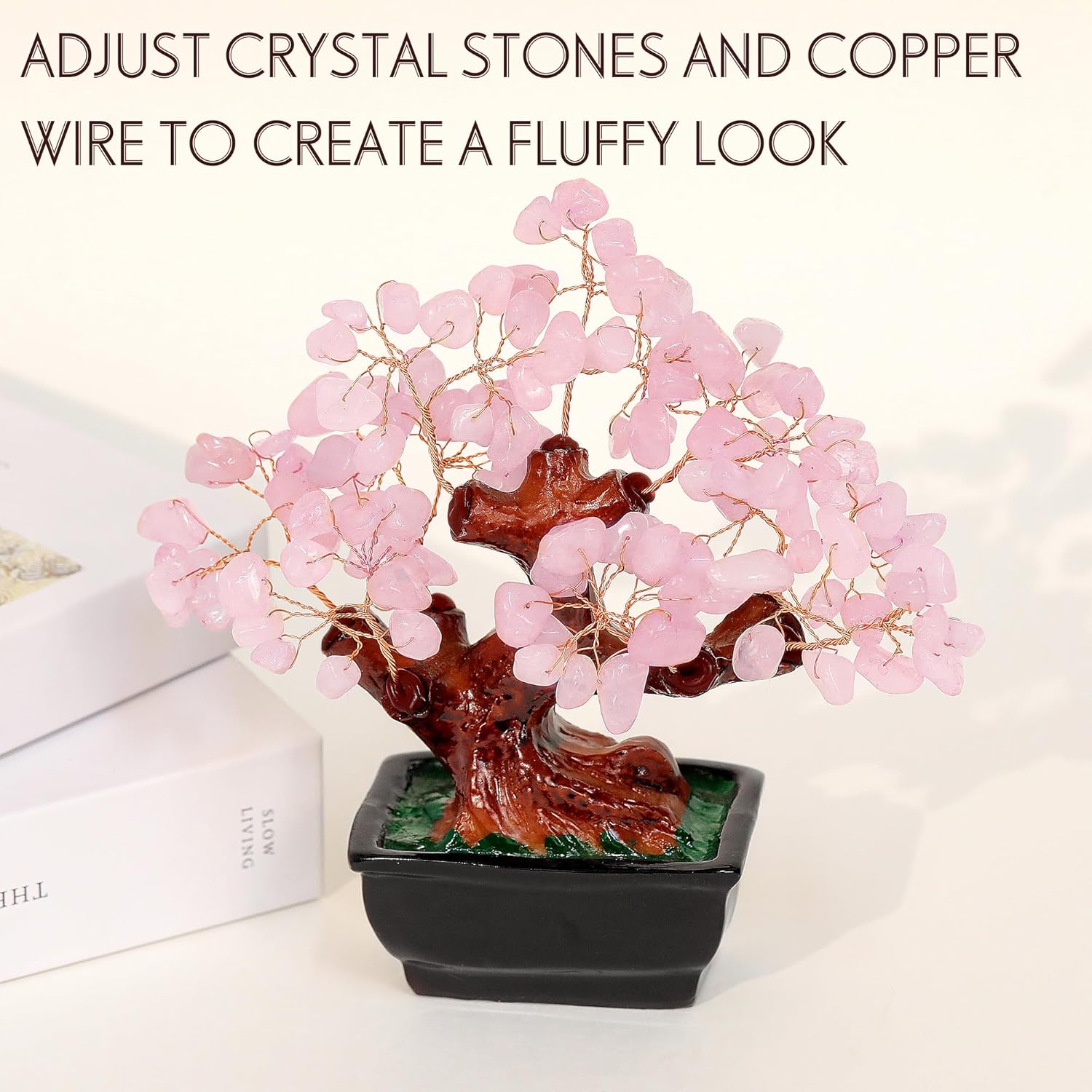Parma77 Feng Shui Natural Rose Pink Quartz Crystal Money Tree, Healing Crystal Trees Bonsai Style Decoration for Wealth and Luck for Home Decor, Gifts for Women - Image 7