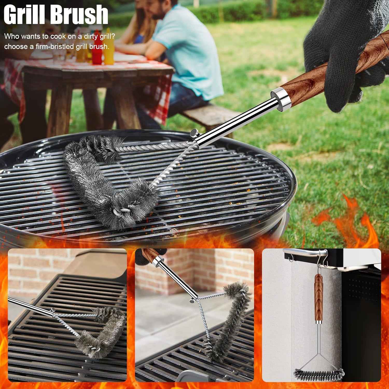31pcs BBQ Grill Accessories Gifts for Men Dad, Heavy Duty Grilling Tools Gift Set for Father‘s Day, Stainless Steel BBQ Utensils Kit with Mats, Grill Brush in Carrying Bag Brown - Image 2