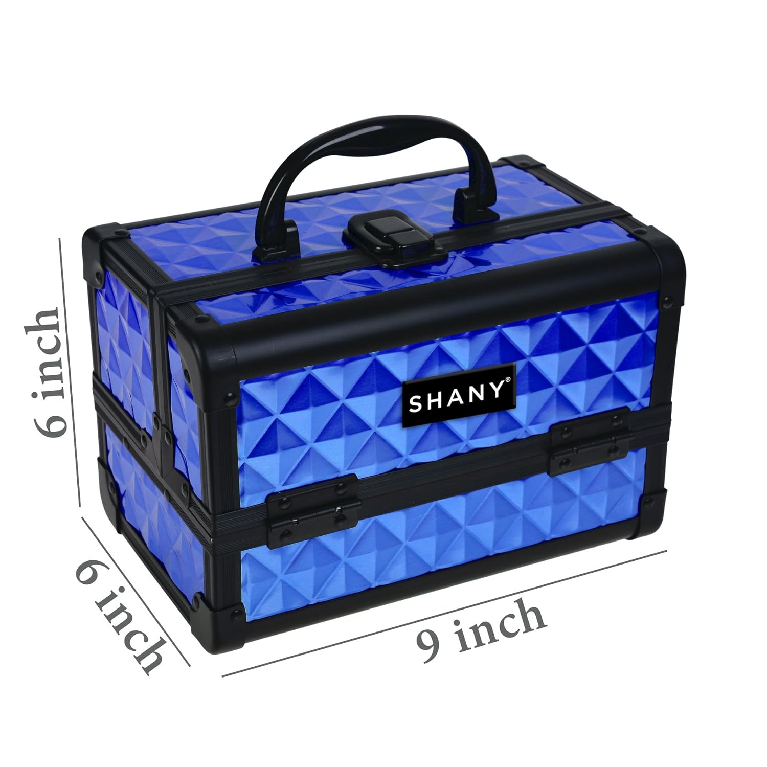 SHANY Chic Makeup Train Case Cosmetic Box Portable Makeup Case Cosmetics Beauty Organizer Jewelry storage with Locks, Multi trays Makeup Storage Box with Makeup Mirror - Peacock Blue - Image 3