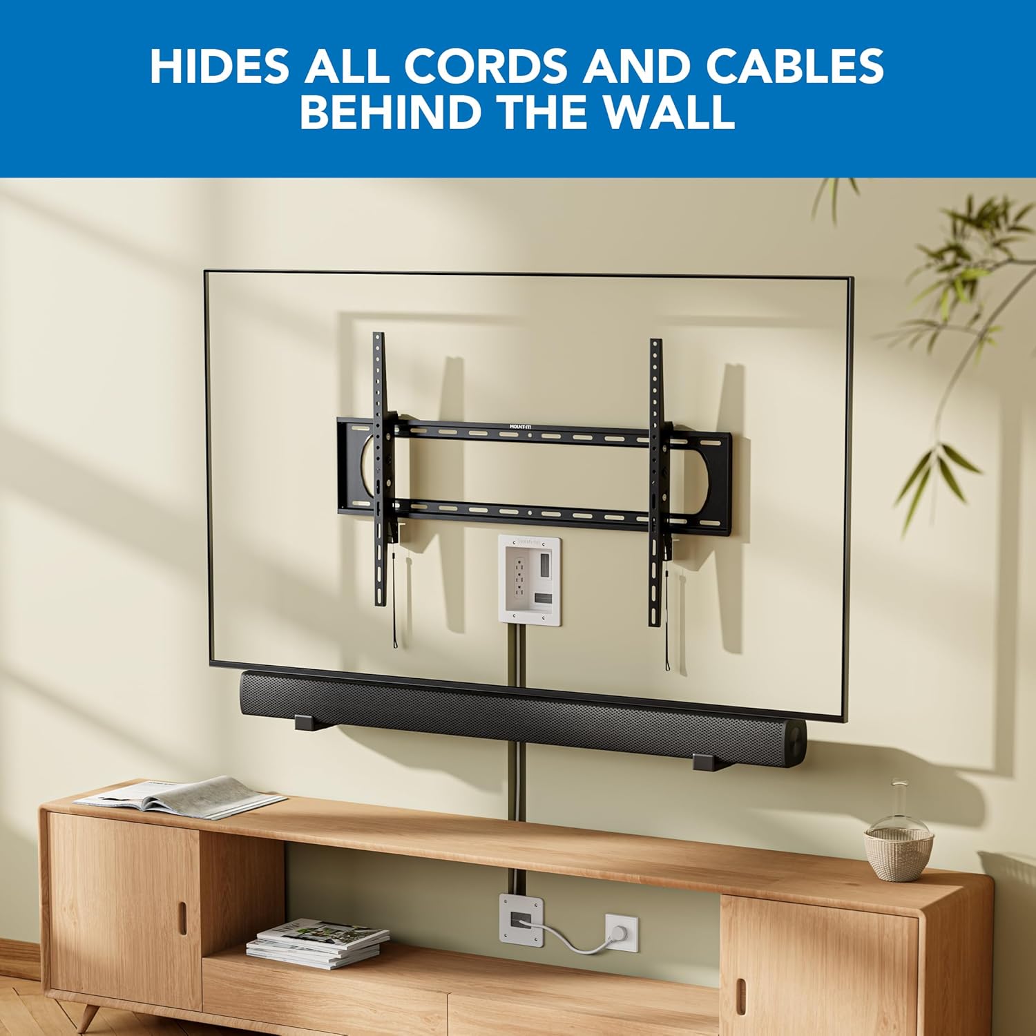 Mount-It! in-Wall TV Cable Concealer Kit with Recessed Power – Triple Outlet, 9ft Cord, and Hand Saw – Easy, Safe Cable Management for Organized TV and Home Theater Setups - Image 2