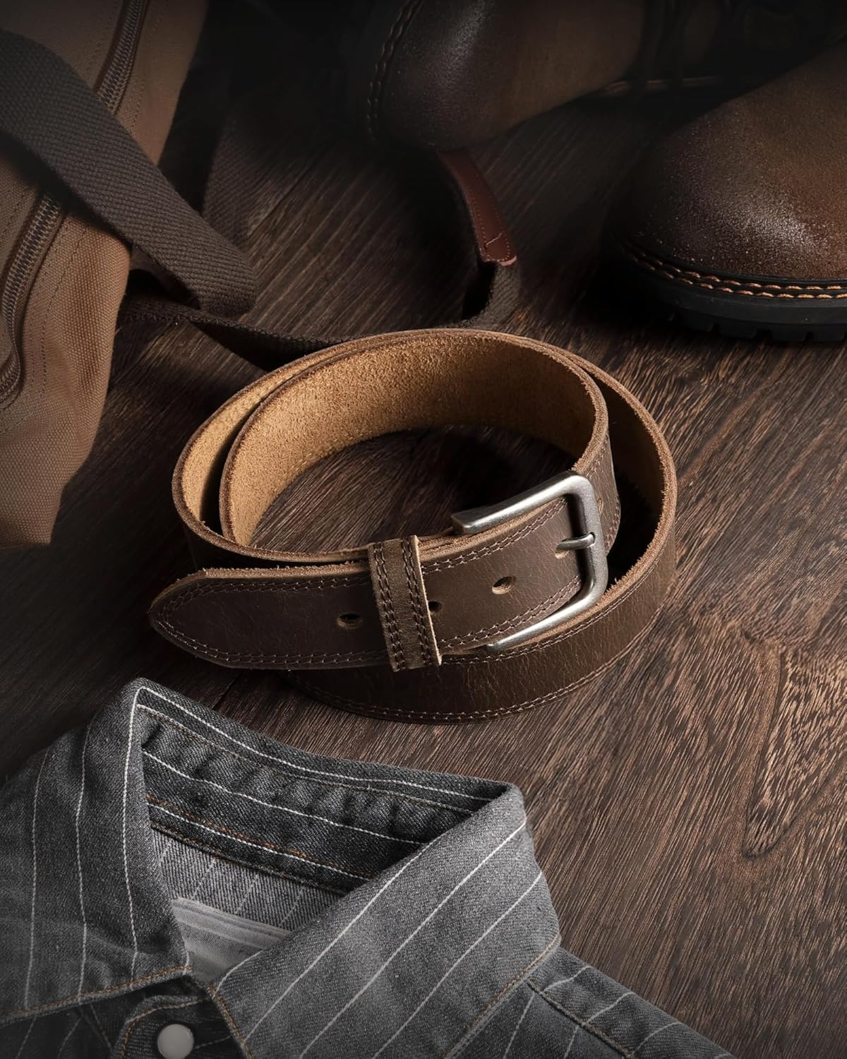 CHAOREN Full Grain Leather Belt for Men, Work Belts for Men Heavy Duty, Daily Wear for Jeans Pants - Image 4