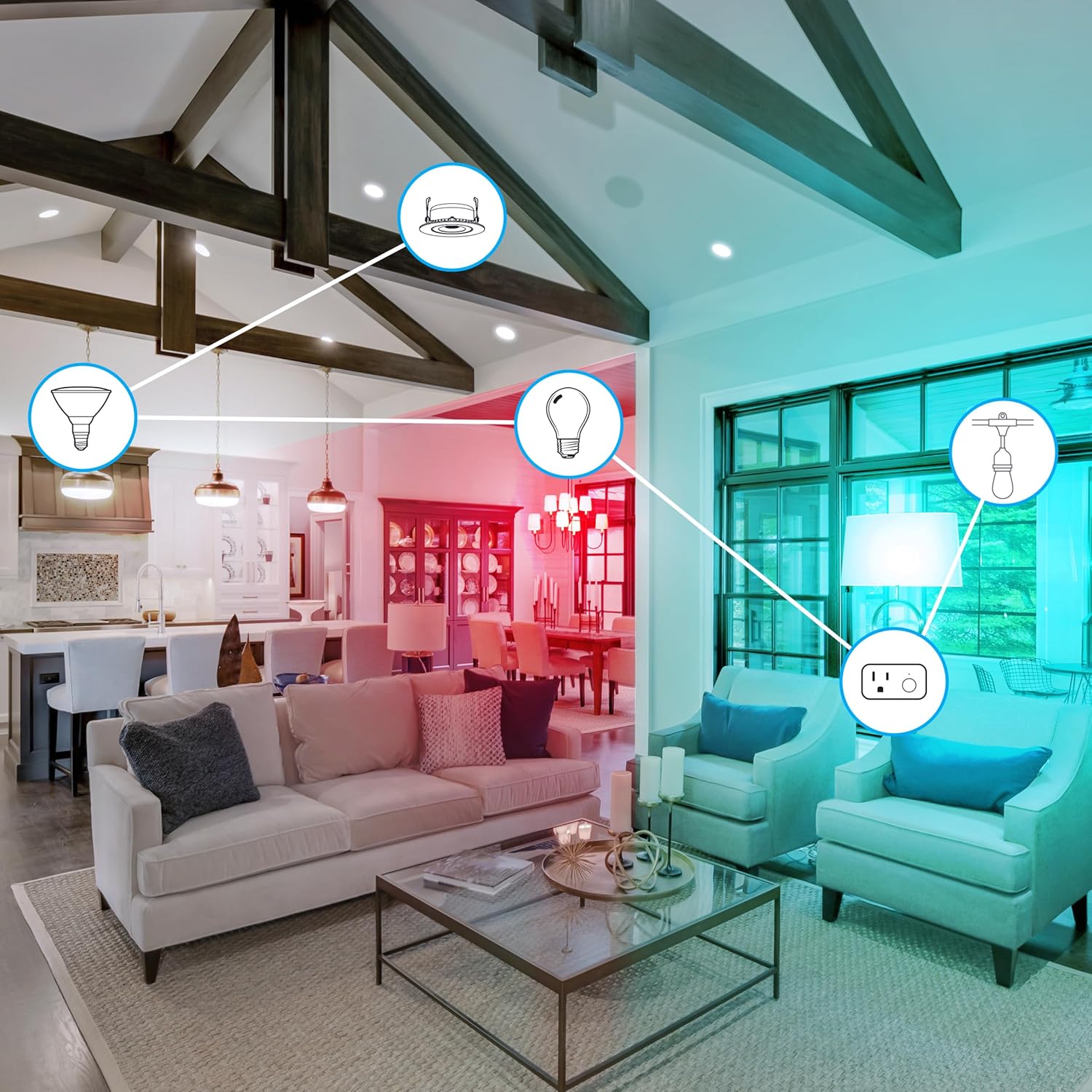 Feit Electric OM60/RGBW/CA/AG/3 60 Watt Equivalent WiFi Color Changing and Tunable White, Dimmable, No Hub Required, Alexa or Google Assistant A19 LED Smart Light Bulb, 3-Pack, Rgbw Multicolor, 60W - Image 8