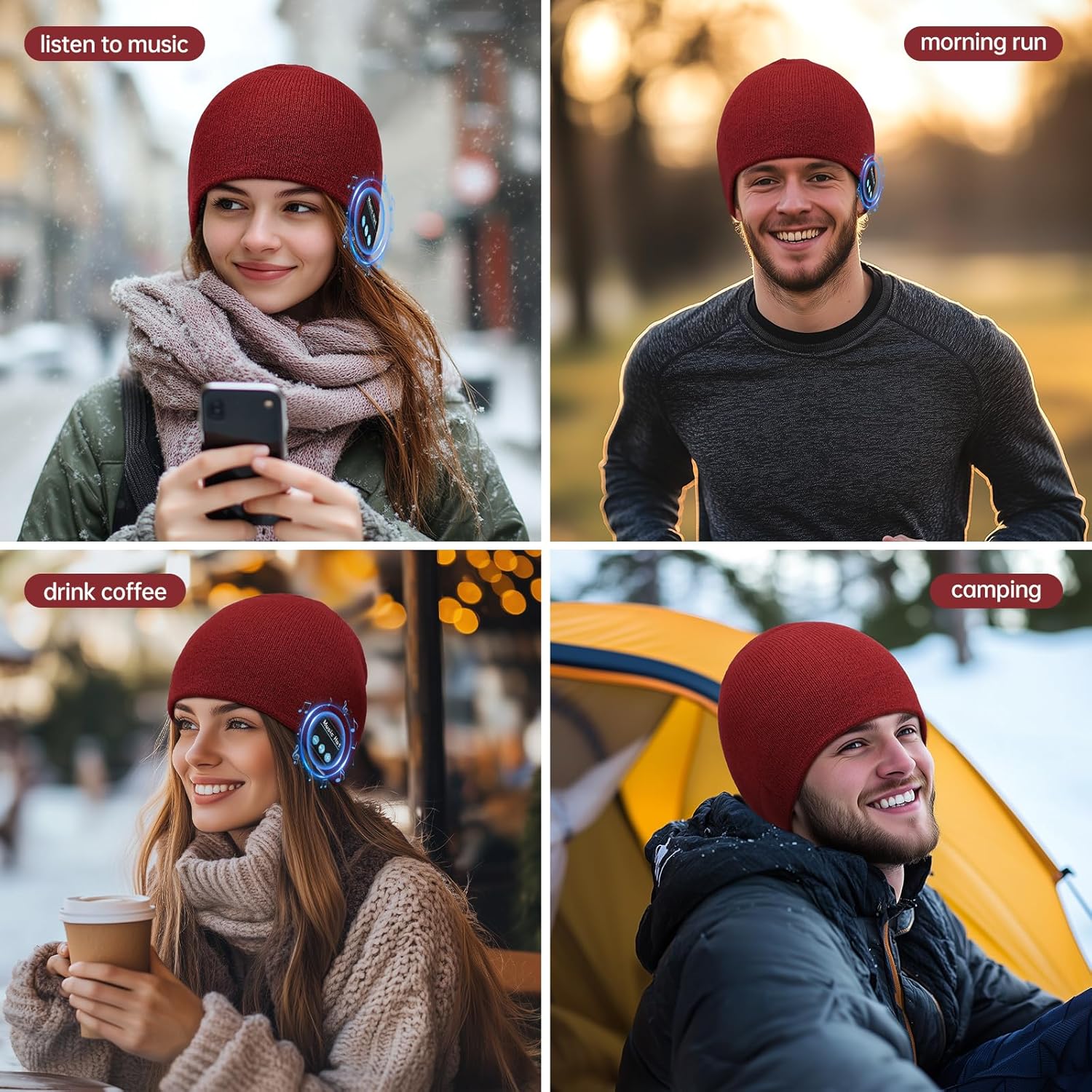 Bluetooth Beanie for Men Women, HD Stereo Sound Beanie with Headphones, Christmas Tech Gift & Stocking Stuffer Idea - Image 6