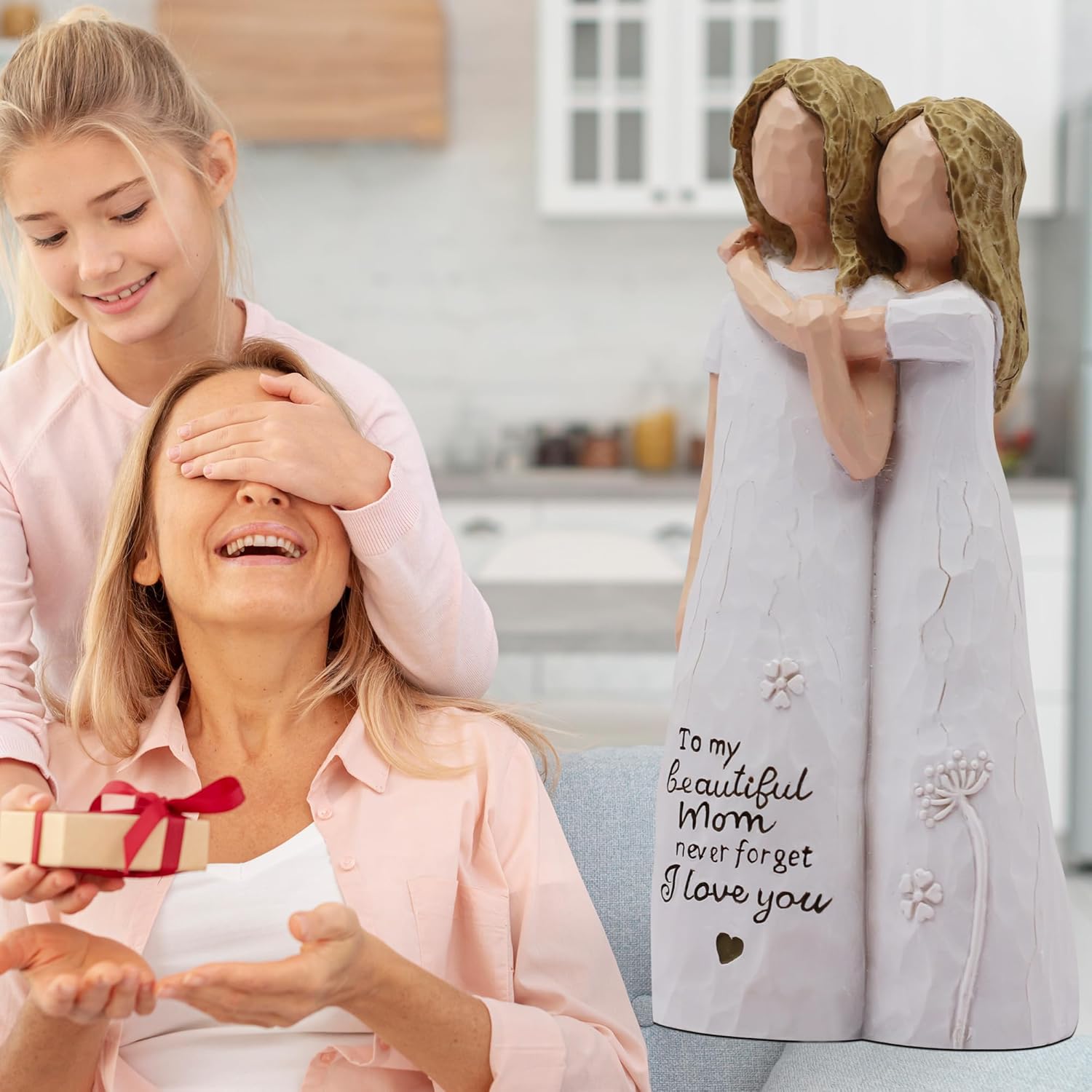 Mom Birthday Gifts from Daughter, Birthday Gift for Mom from Daughter, Valentines Day Gifts for Moms, Sculpted Hand-Painted Figurine - Image 5