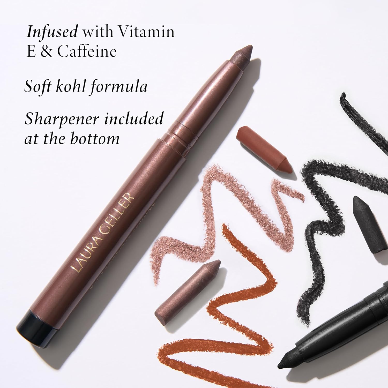 LAURA GELLER NEW YORK Kajal Longwear Kohl Eyeliner Pencil with Caffeine, Smooth & Blendable Makeup, Deep Black - Image 3