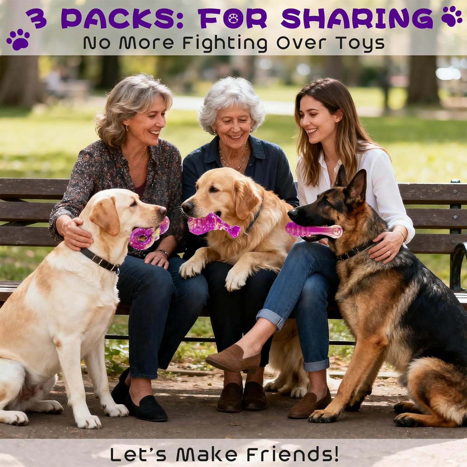 WinTour Dog Chew Toys for Aggressive Chewers 3 Pack, Indestructible Dog Toy to Keep Them Busy, Tough Dog Toys for Aggressive Chewers for Small, Medium and Large Breeds, Beef Flavor, Purple - Image 6