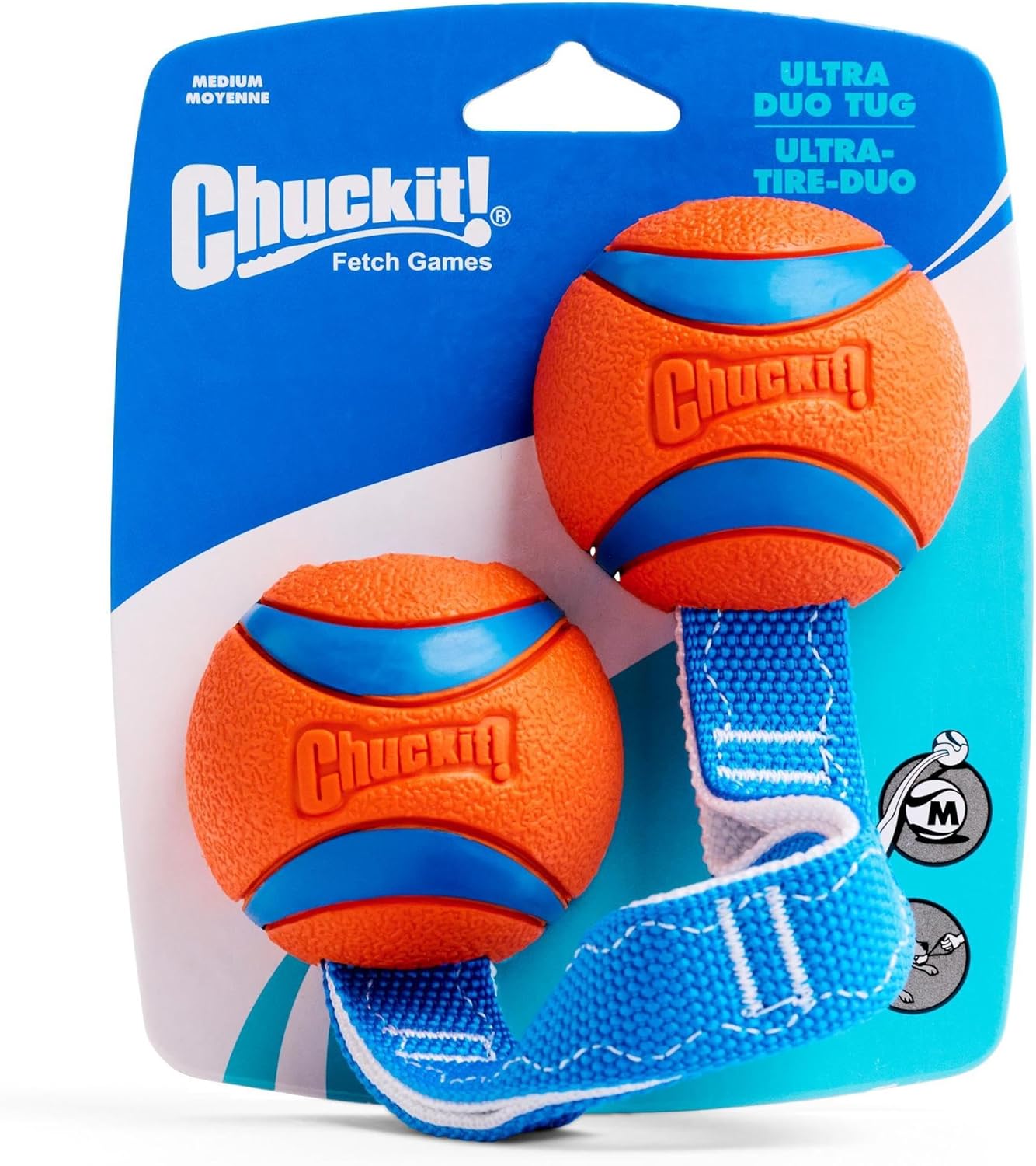 Chuckit! Ultra Duo Tug Dog Toy - Two Ultra Balls on a Durable Nylon Cord Handle - Fetch and Tug-of-War Toy for Dogs - Size Medium - For Breeds 20-60 lbs - 2.5-inch Diameter - Orange and Blue - Image 4