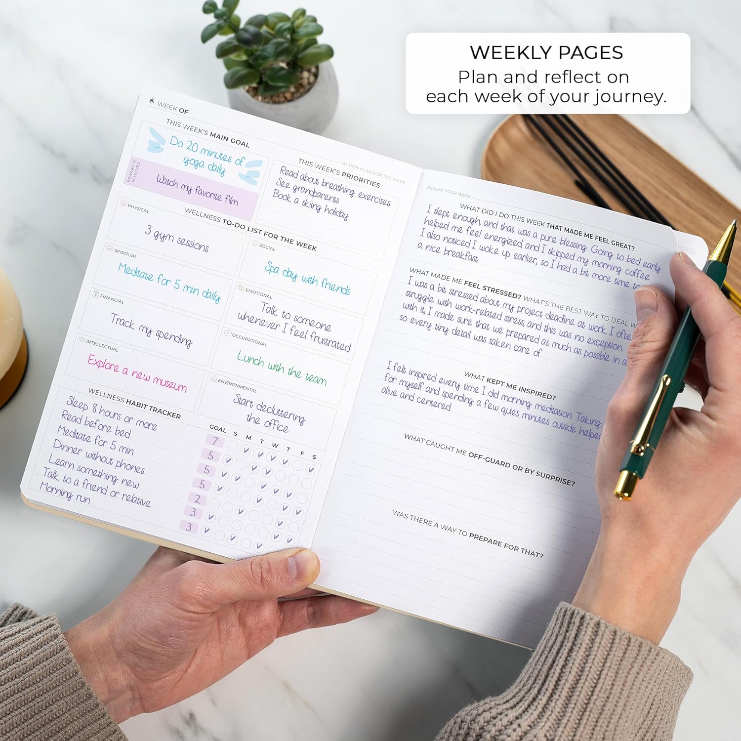 Clever Fox Wellness Planner Premium – Daily Lifestyle Journal to Support Health, Nutrition & Exercise – Healthy Living Journal with Meal, Exercise & Habit Trackers – Lasts 3 Months (Sandstone) - Image 5