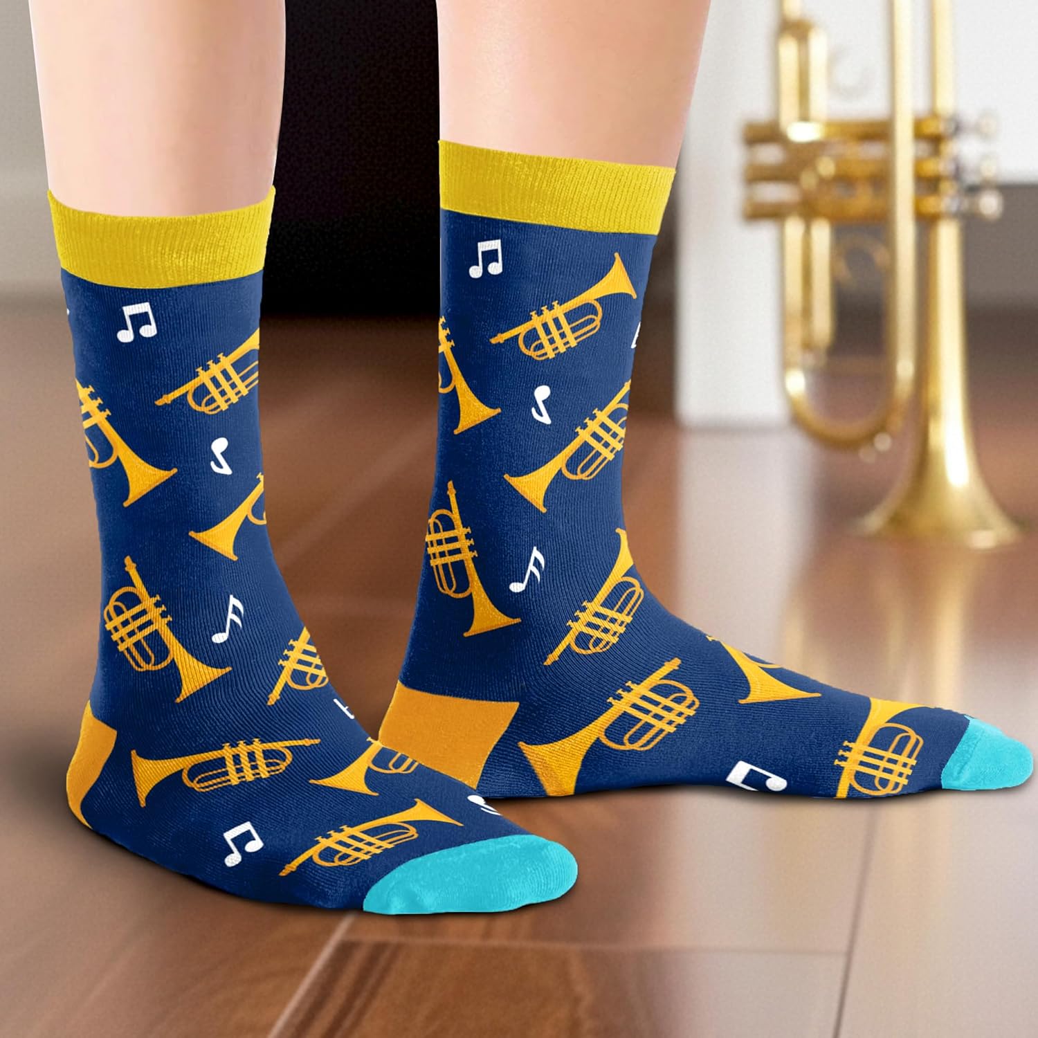 Cool Music Accessories Gifts - Guitar Drum Piano Trumpet Socks, Funny Musician Present, Rock & Roll Stocking Stuffers - Image 3
