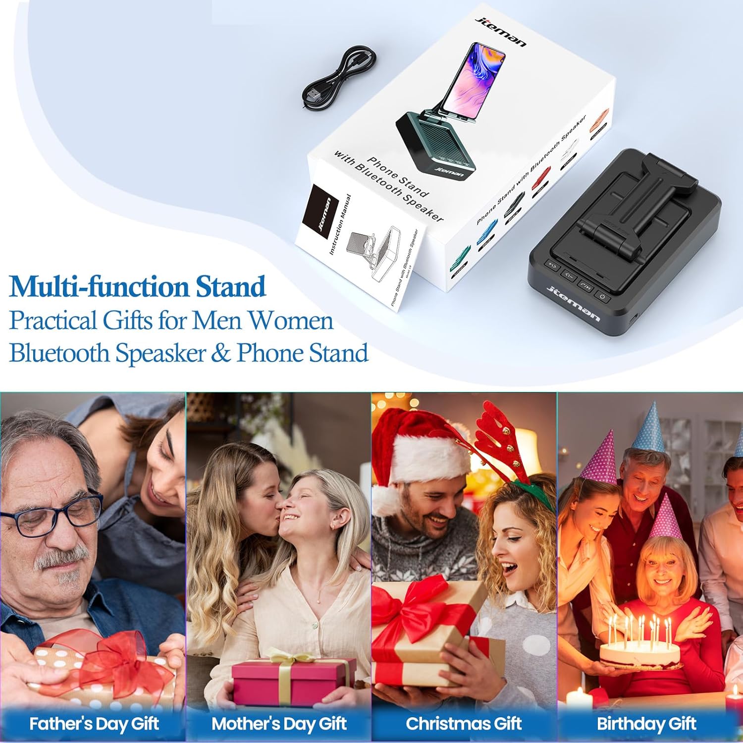 Cell Phone Stand with Wireless Bluetooth Speaker and Anti-Slip Base HD Surround Sound Perfect for Home and Outdoors with Bluetooth Speaker for Desk Compatible with iPhone/ipad/Samsung Galaxy - Image 7