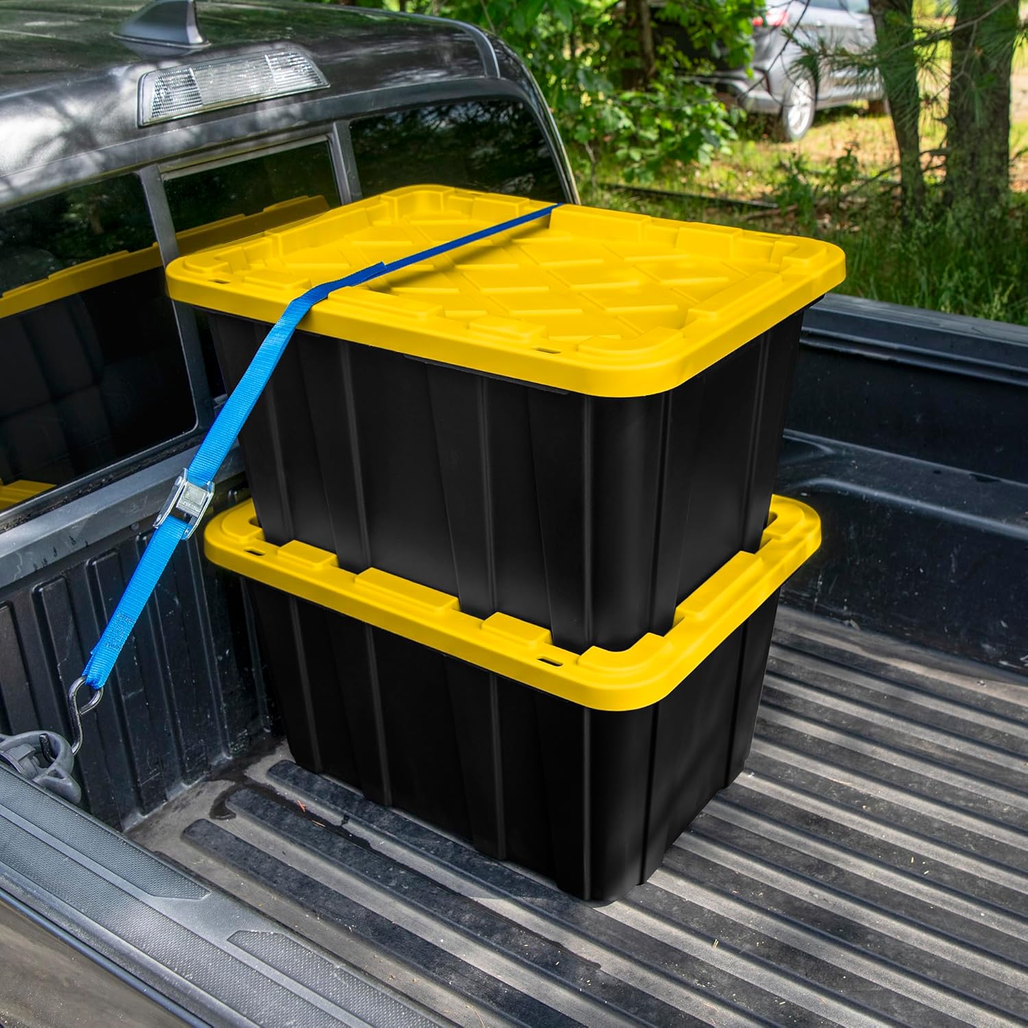 Sterilite 12-Pack Industrial Tote, Plastic Storage Container Bins with Lids, 27 Gallon - Heavy-Duty Organizing Containers for Closet, Bathroom, and Office - Image 5