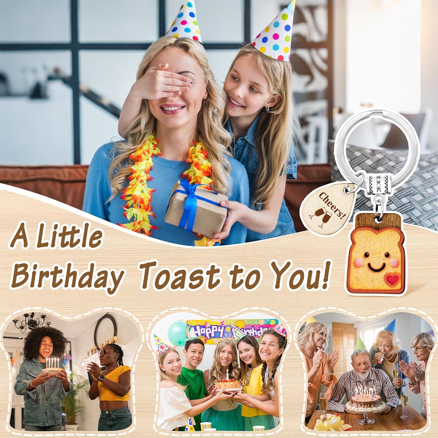 PEALICIOUS Cute Toast Keychain for Girls, New Beginnings Gifts for Best Friend as Next Chapter Stuff, Cute Love Engagement Housewarming Birthday New Job Gifts for Coworker Couple Bestie Sister Parents - Image 6