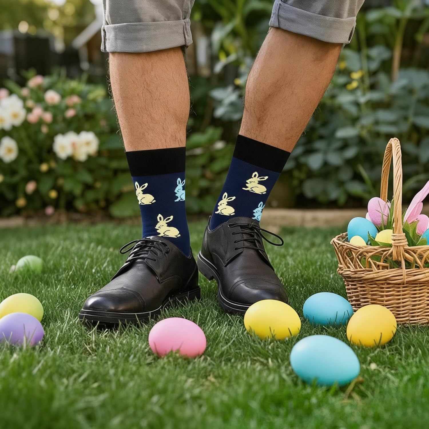 Happy Easter Eggs Bunny Socks for Men Women Teen Boys Kids- Easter Gifts Funny Novelty Crazy Silly Cool Fun Socks - Image 6