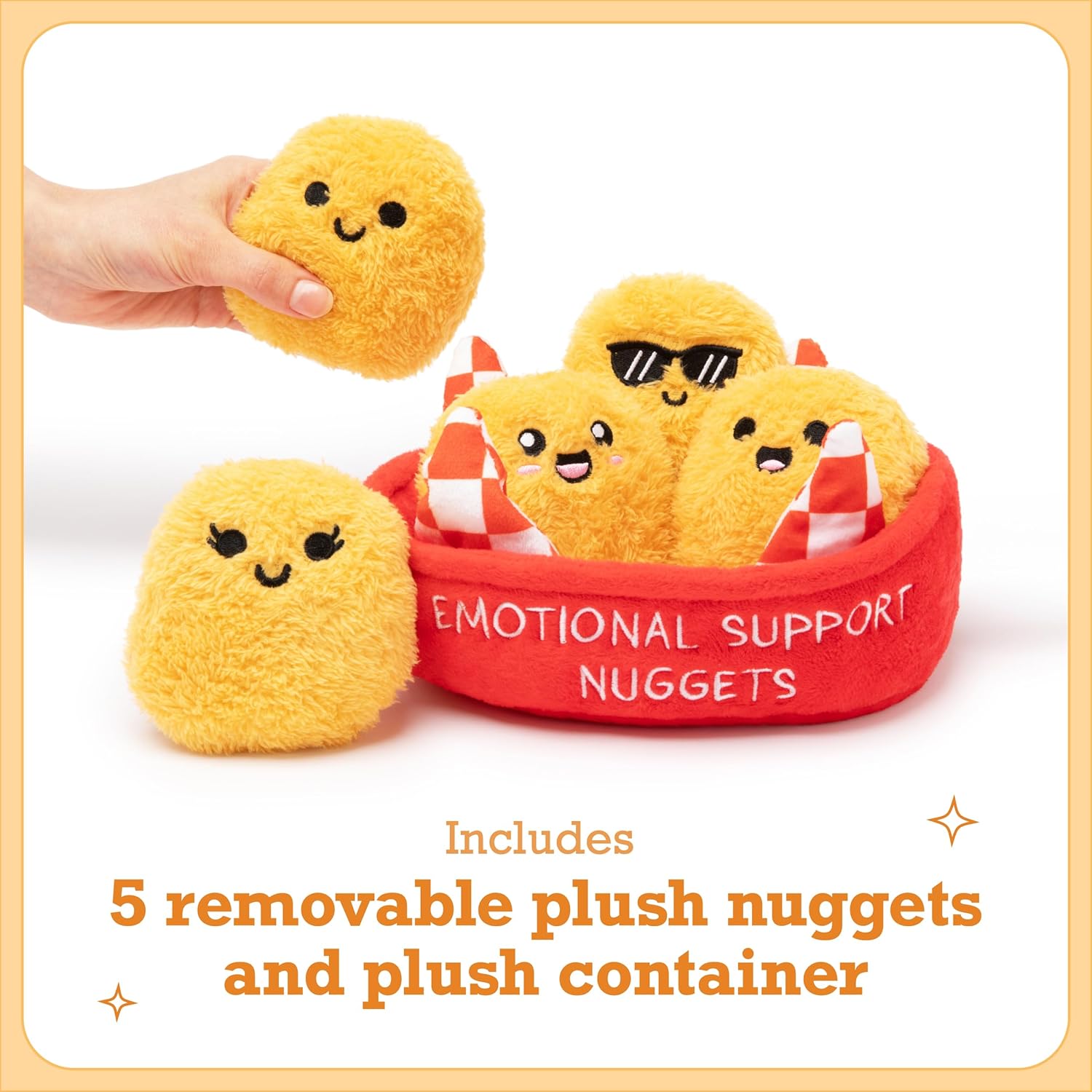 Emotional Support Chicken Nuggets by Relatable, Cuddly Stuffed Animals and Toys, Squishy Toys and Plushies, Great Gift Ideas for Loved Ones of All Ages, Includes 5 Plushies with Carrying Basket - Image 2