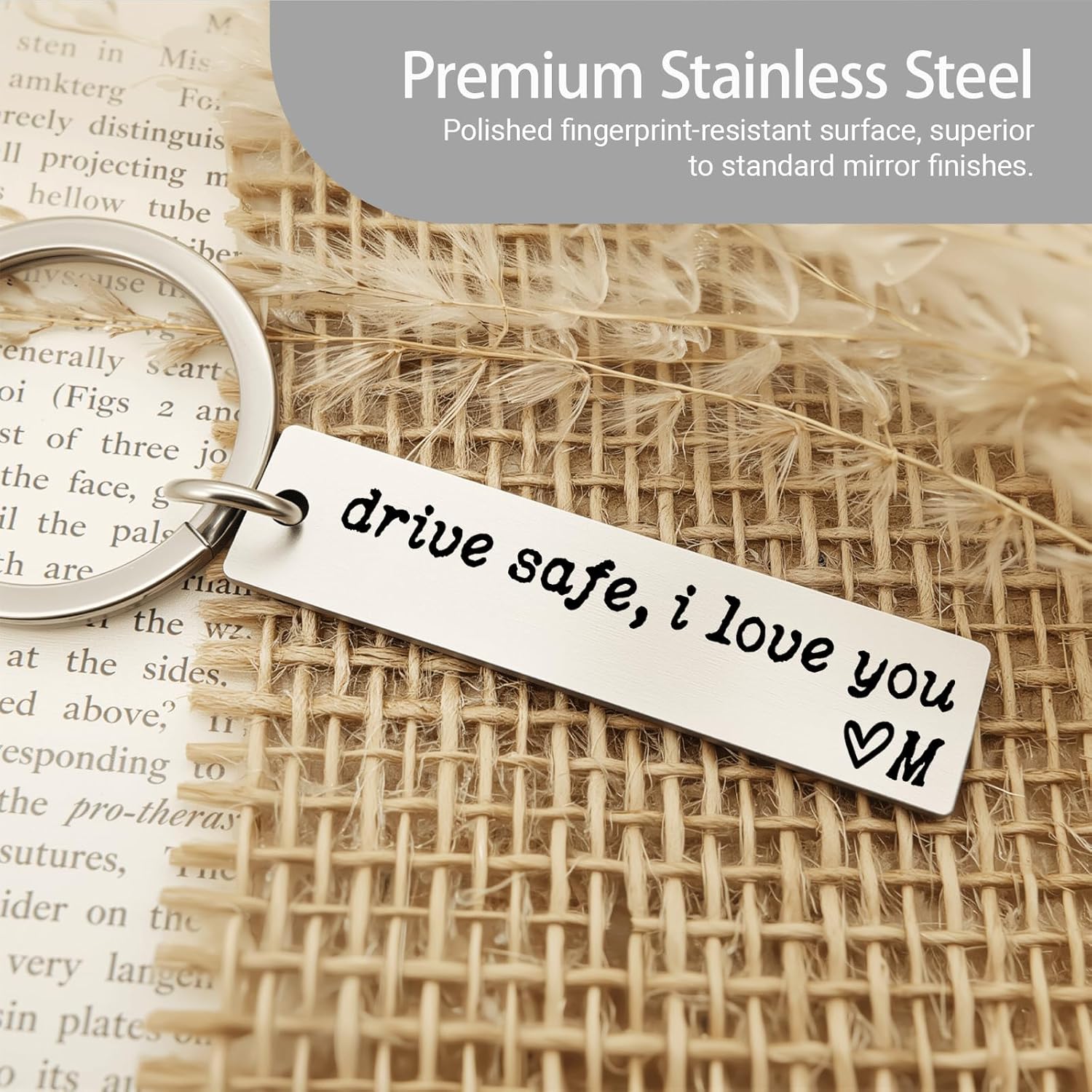 ZEARPT Drive Safe I Love You Keychain, A–Z Initial Engraved Stainless Steel Key Ring, Personalized Gift for Boyfriend, Husband & Family Members - Image 4