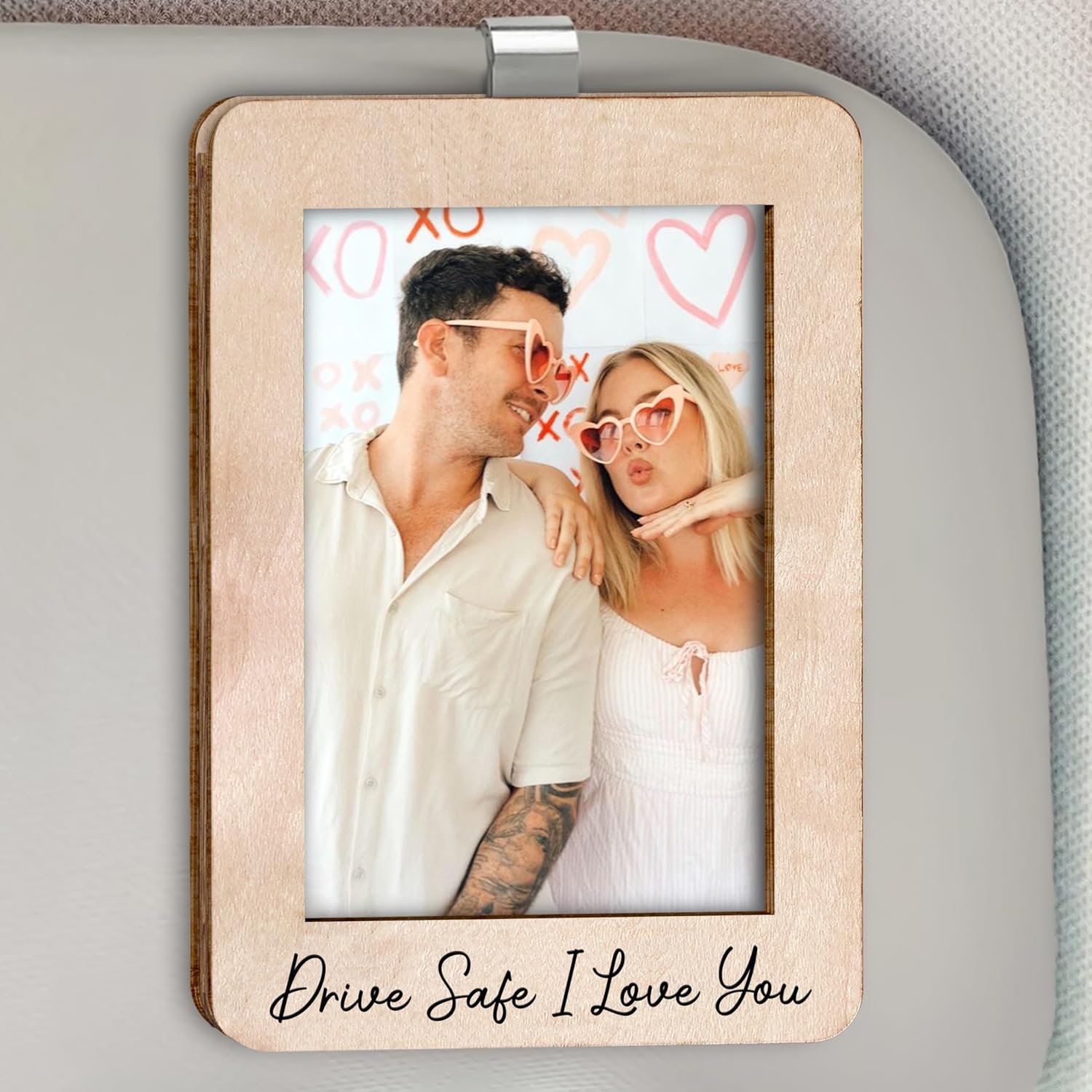 Drive Safe Papa Visor Clip Picture Frame For Car Fathers Day Daddy Token - Custom Car Visor Clip Photo Frame Fathers Day Papa Keepsake - Heartfelt Gift For Dad Wishing Dad Safe Travels With Love