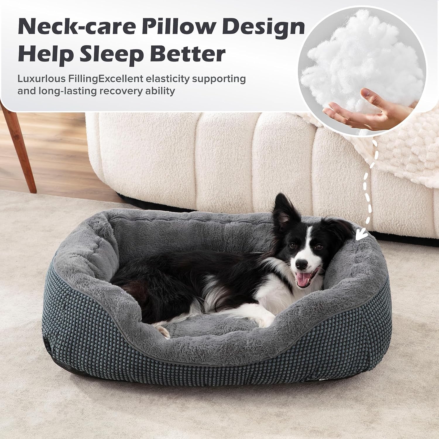 INVENHO Small Dog Bed for Small Dogs, Cat Beds for Indoor Cats Washable, Orthopedic Dog Bed, Warming Soft Calming Sleeping Puppy Bed Durable Pet Bed with Anti-Slip Bottom S(20"x19"x6") - Image 7