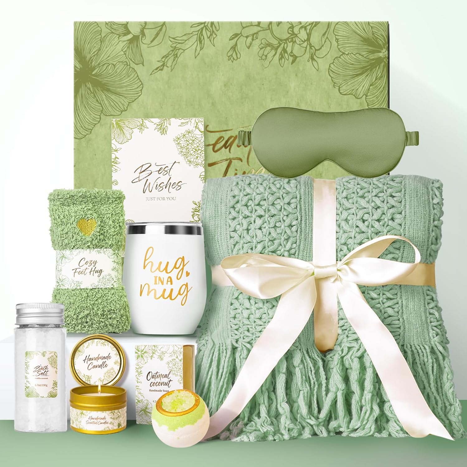 Get Well Gifts for Women,Self-Care Spa Basket, Birthday Gift With Luxury Knitted Throw, Ideal Get Well, Comfort, Relaxation Gift Package for Mom, Wife, Friend, Sister