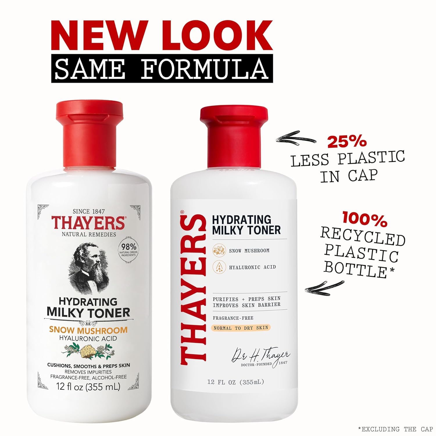 THAYERS Milky Face Toner Skin Care with Snow Mushroom Tremella and Hyaluronic Acid, Natural Gentle Facial Toner, for Dry and Sensitive Skin, 355mL - Image 2