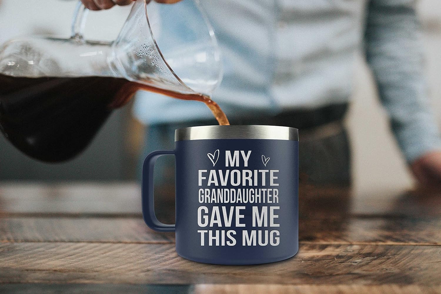 Gifts for Grandpa from Grandaughter, Grandson, Kids on Fathers Day, Christmas, Birthday - Funny Coffee Mug Gifts for Grandparents - Grandparents Insulated Stainless Steel Mug 14oz Navy - Image 7