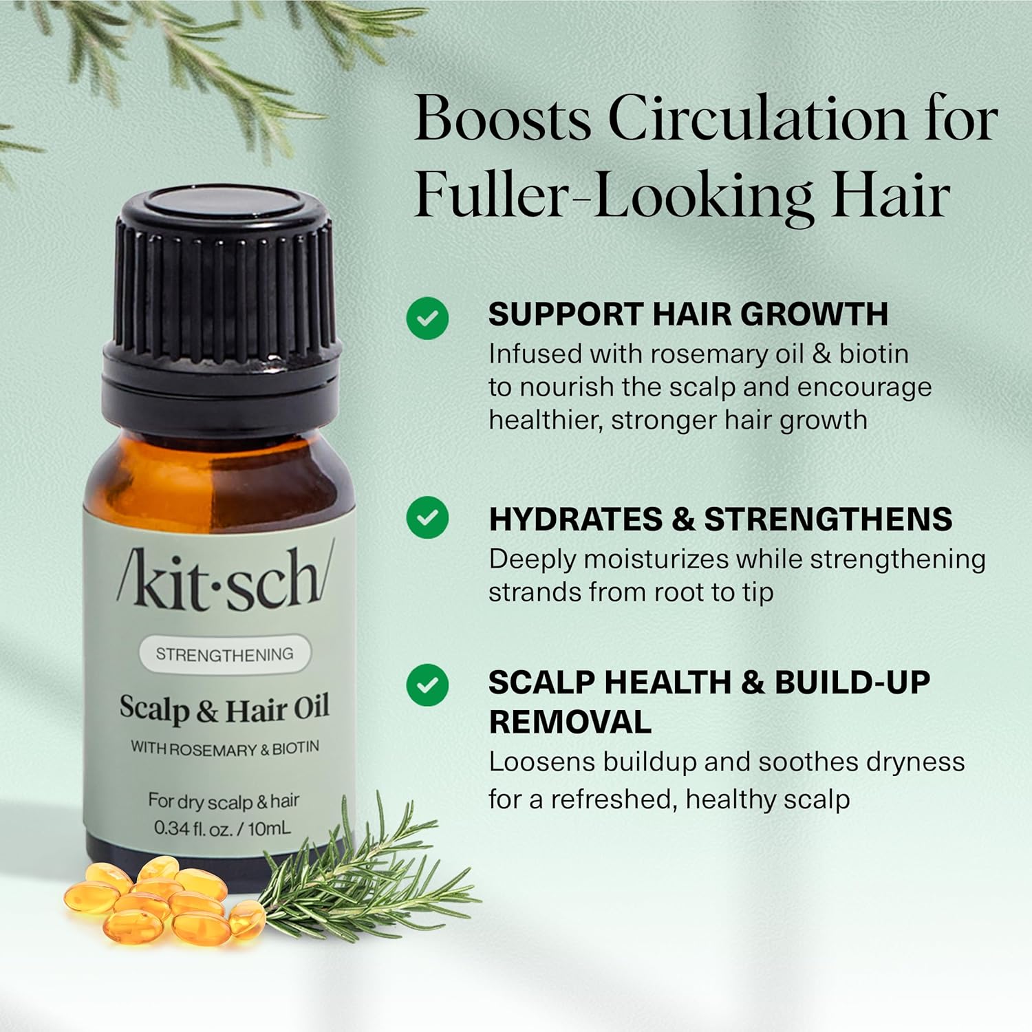 Kitsch Rosemary Oil for Hair Growth – Hair Oil with Biotin, Castor & Jojoba – Pre-Wash Scalp oil for Hair Care – Lavender Scent – 10mL | Ideal Gifts for Women - Image 2