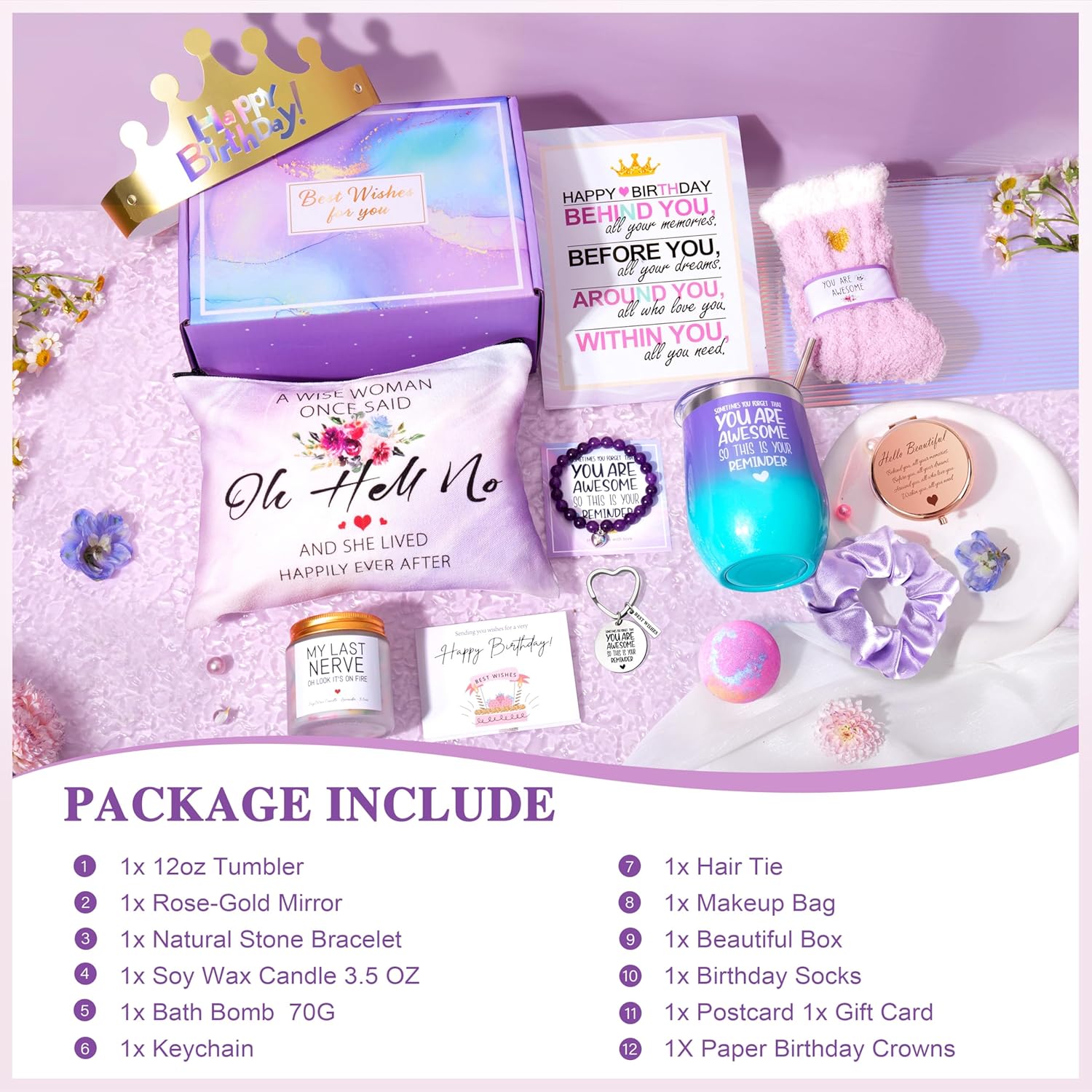 Gemwi Gifts for Women, Birthday Gifts for Women, Happy Birthday Gifts Basket, Gift Set for Best Friends Female Sister Mom Wife Her Girlfriend Coworker Bestie Bff - Image 2