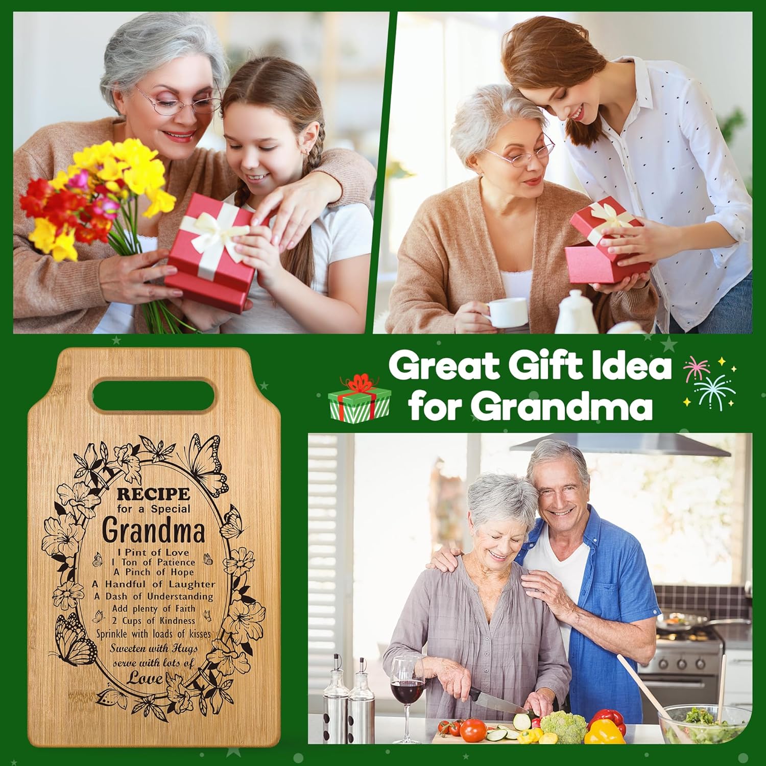 Grandma Mothers Day Birthday Gifts from Granddaughter Grandson Grandkids, Cool Practical Cutting Board for Nana Mimi Grammy Granny Abuela Nanny Gigi New Grandmother Unique, Best Stocking Stuffers Idea - Image 6