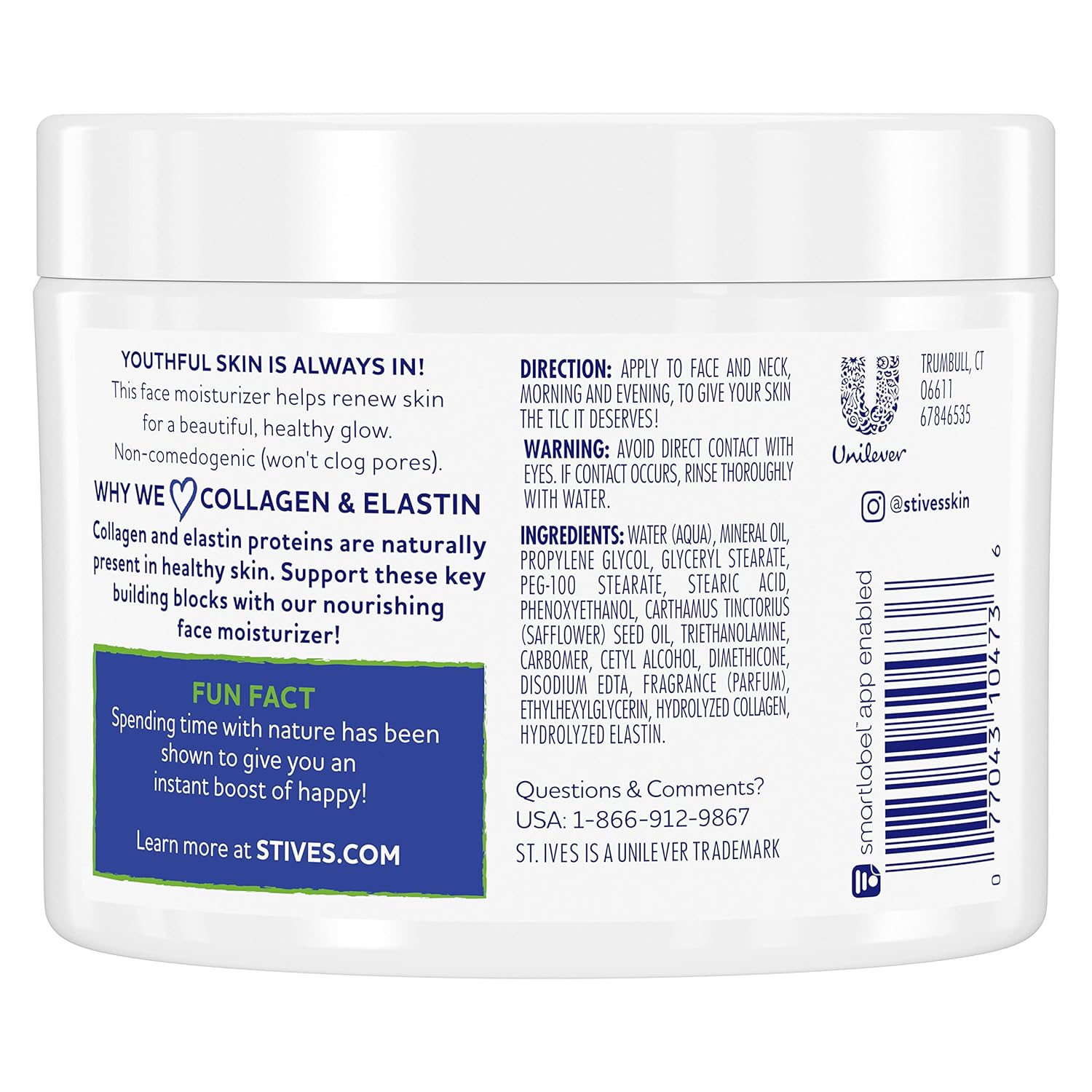 St. Ives Face Moisturizer Cream, Collagen and Elastin, Renewing Facial Moisturizer for Women, Paraben Free, Dermatologist Tested Daily Moisturizing for Dry Skin Cruelty Free, 10 oz - Image 2