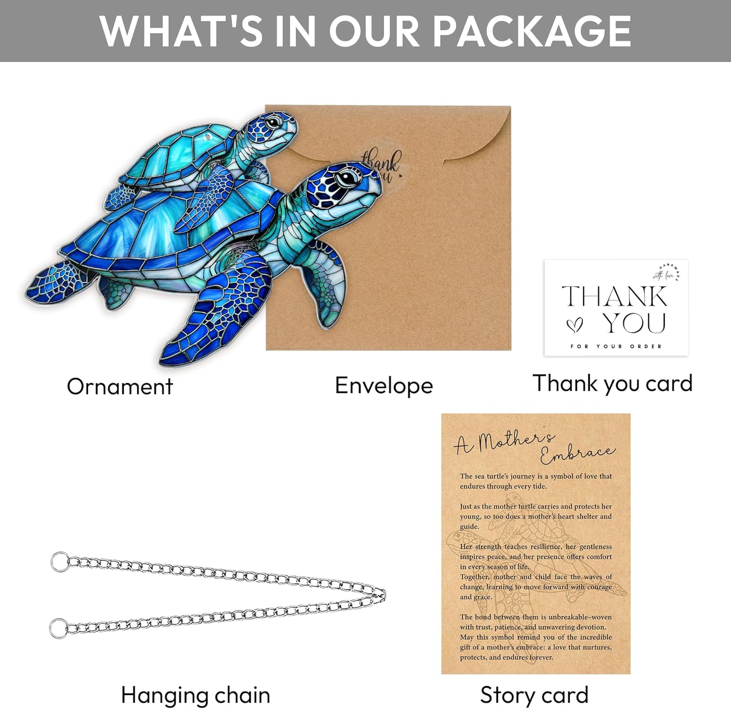 Beach Christmas Ornaments for Tree, Sea Turtle Acrylic Suncatcher Ornament with Story Card, Sea Turtle Gifts for Women, Beach Gifts for Women, Christmas Stocking Stuffers Ideas (Motherhood Blue) - Image 6