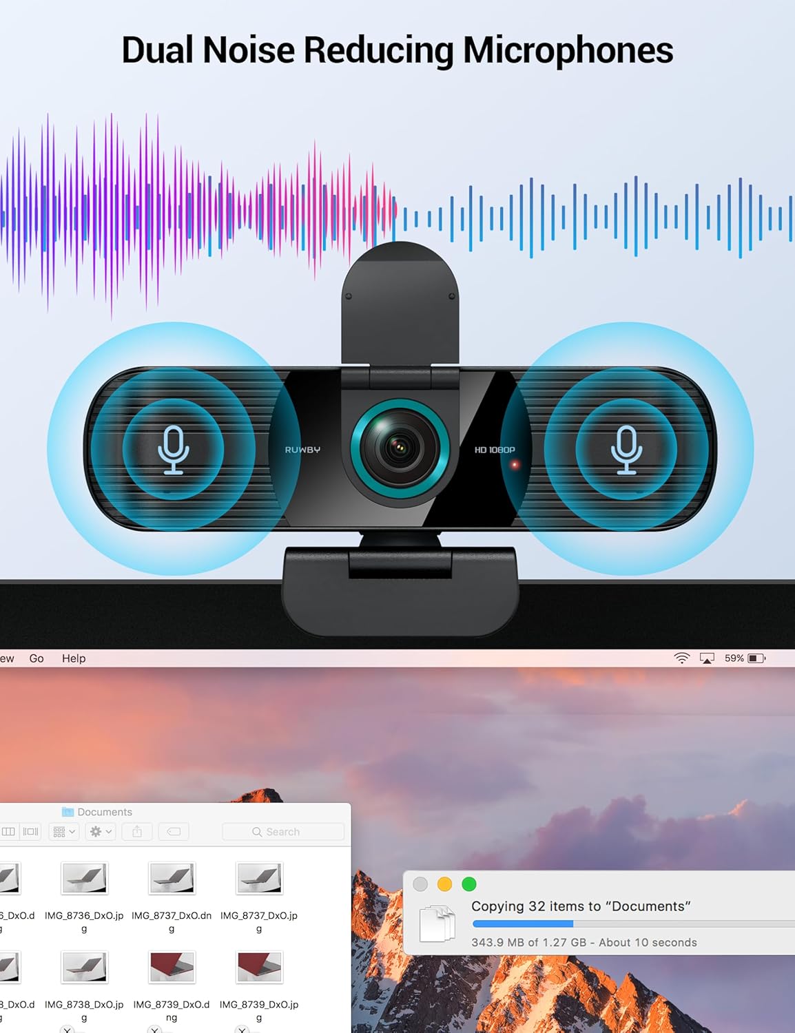 RUWBY Full HD 1080P Webcam with Built-in Dual Mics, Wide-Angle Lens, Privacy Cover, Tripod Stand, Autofocus PC Camera, Plug and Play for Desktop Computer or Laptop - Image 5