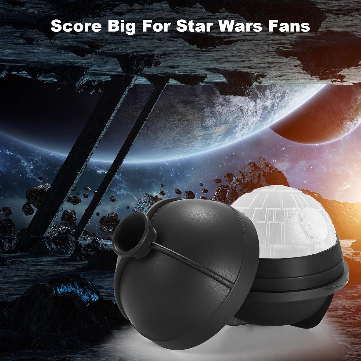 Nax Caki 3D Star Wars Death Ball Ice Cube Mold, Star Wars Gifts Stocking Stuffers Ideas for Adults Men Women, 2.5" Large Silicone Round Ice Cube Tray for Cocktails,Bourbon,Whiskey,Brandy - Image 4