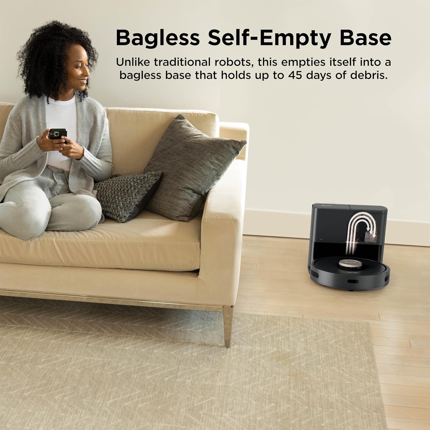 Shark AV2501AE AI Robot Vacuum with XL HEPA Self-Empty Base, Bagless, 60-Day Capacity, LIDAR Navigation, Perfect for Pet Hair, Compatible with Alexa, Wi-Fi Connected, Carpet & Hard Floor, Black - Image 3