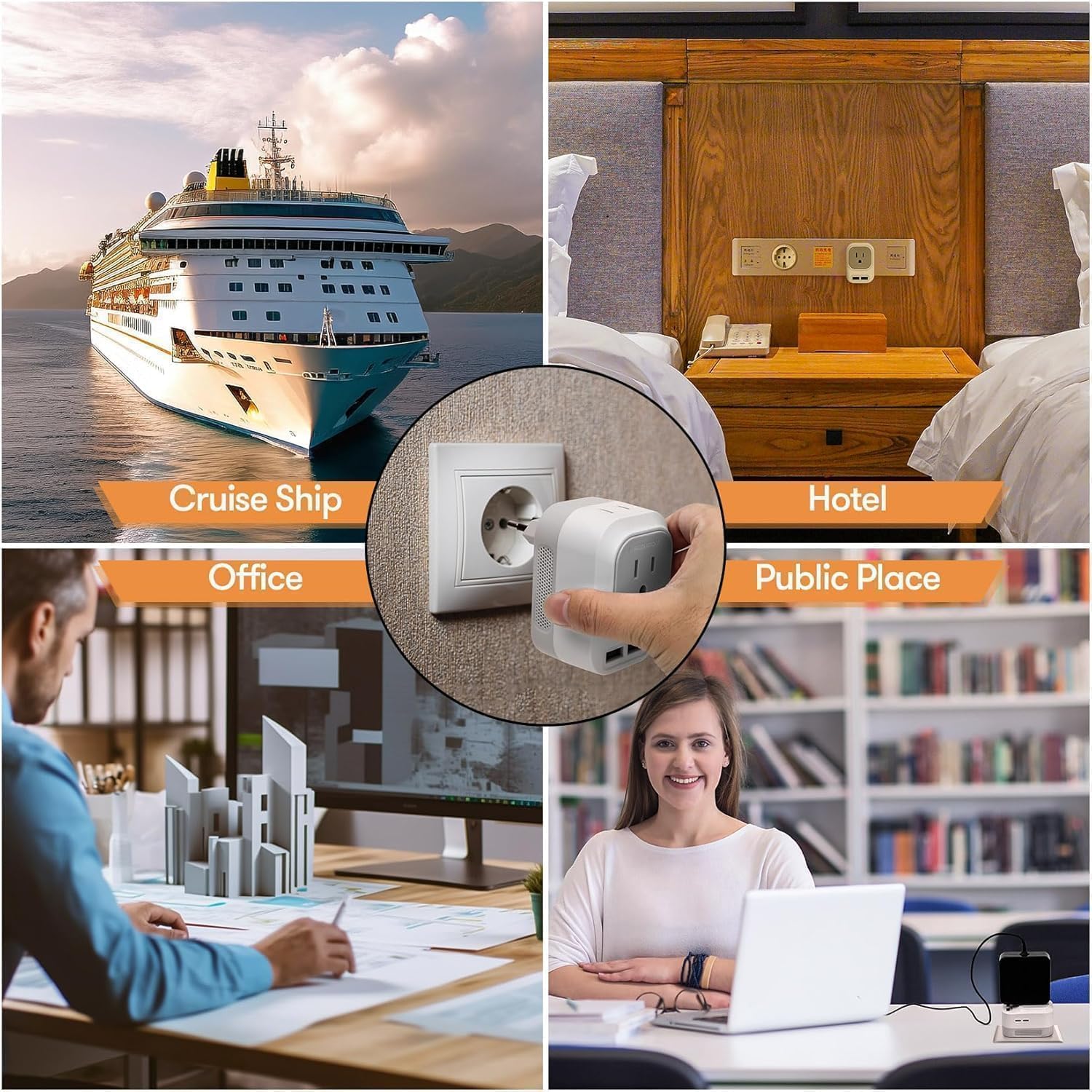 Mapambo Voltage Converter US to Europe Travel: International Universal Travel Adapter with Fast Charging 2 USB-A 2 USB-C Port Worldwide Power Converters Plug Combo for Spain Italy - Image 6