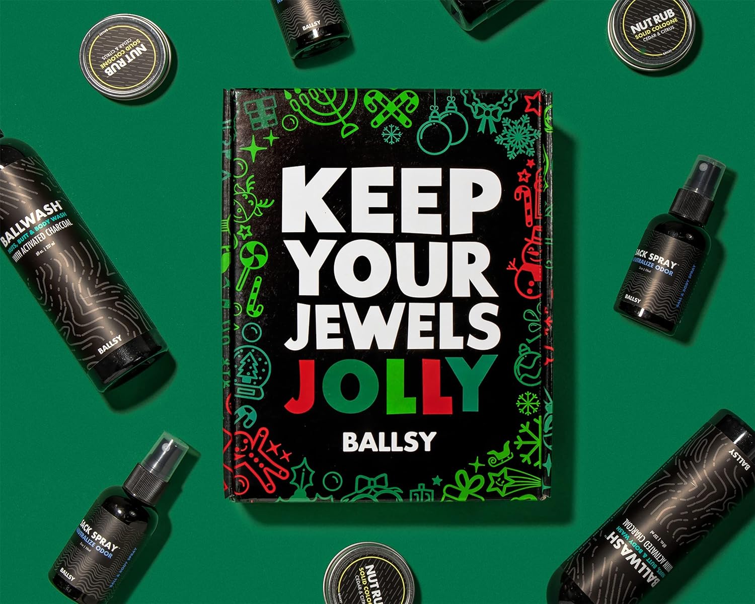Ballsy Gift Set For Men, Jolly Jewels Pack, Includes Body Wash, Deodorizing Spray, and Cologne Rub, Men Hygiene Products, Mens Body Care, Ball Wash For Men Christmas Gift pack, Ocean and Air - Image 6