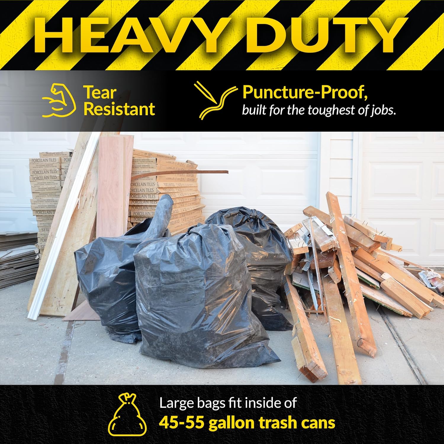 Reli. Contractor Garbage Bags 55 Gallon | 40 Trash Bags | Heavy Duty | Black Contractor - Image 2