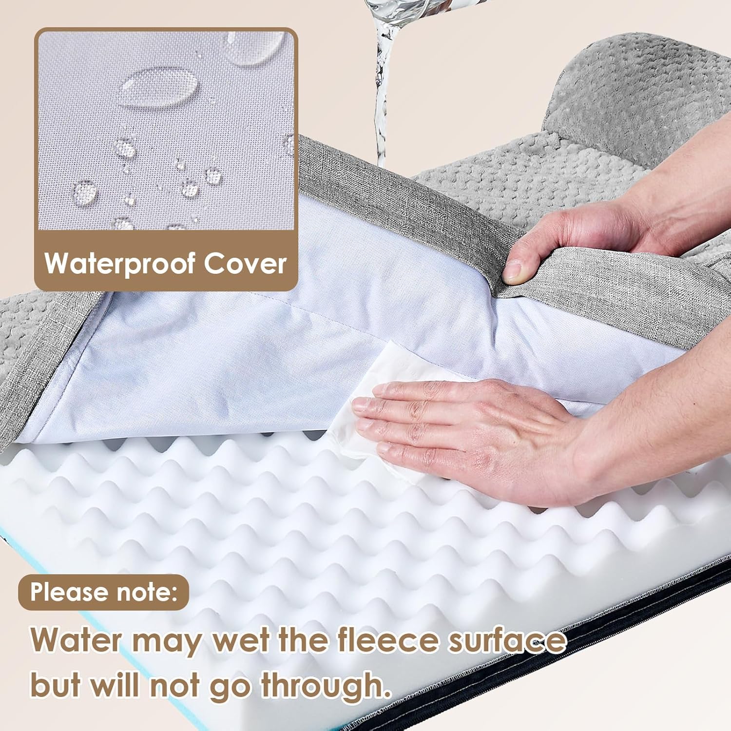 EHEYCIGA Orthopedic Dog Bed Medium Size Dogs, Memory Foam Dog Bed with Washable Removable Cover, Waterproof Pet Sofa Couch for Crate with Nonskid Bottom, 30x20x6, Grey - Image 3