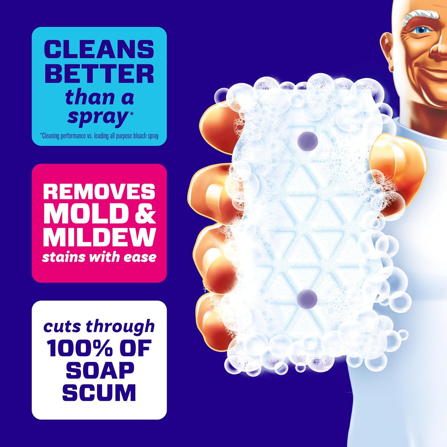 Mr. Clean Magic Eraser Sponge, Bathroom Cleaner, Shower Cleaner, Tub Cleaner, Soap Scum Remover, Bathroom Cleaning Supplies, Dawn Cleaning Power with Febreze Lavender Scent, 5ct - Image 2