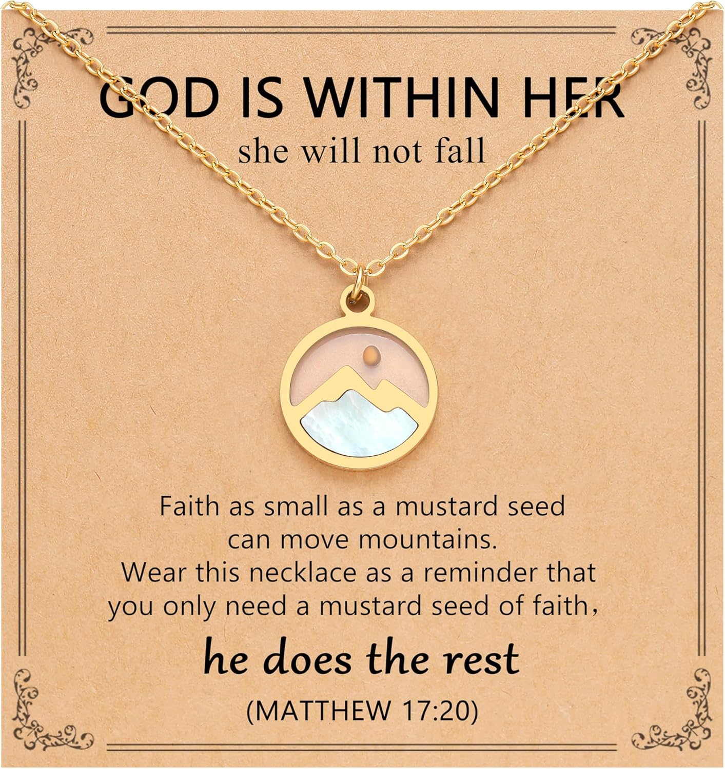 Eryuor Silver/Gold Moving Mountains Mustard Seed Faith Necklace, Inspirational Christian Gifts for Teen Girls & Women