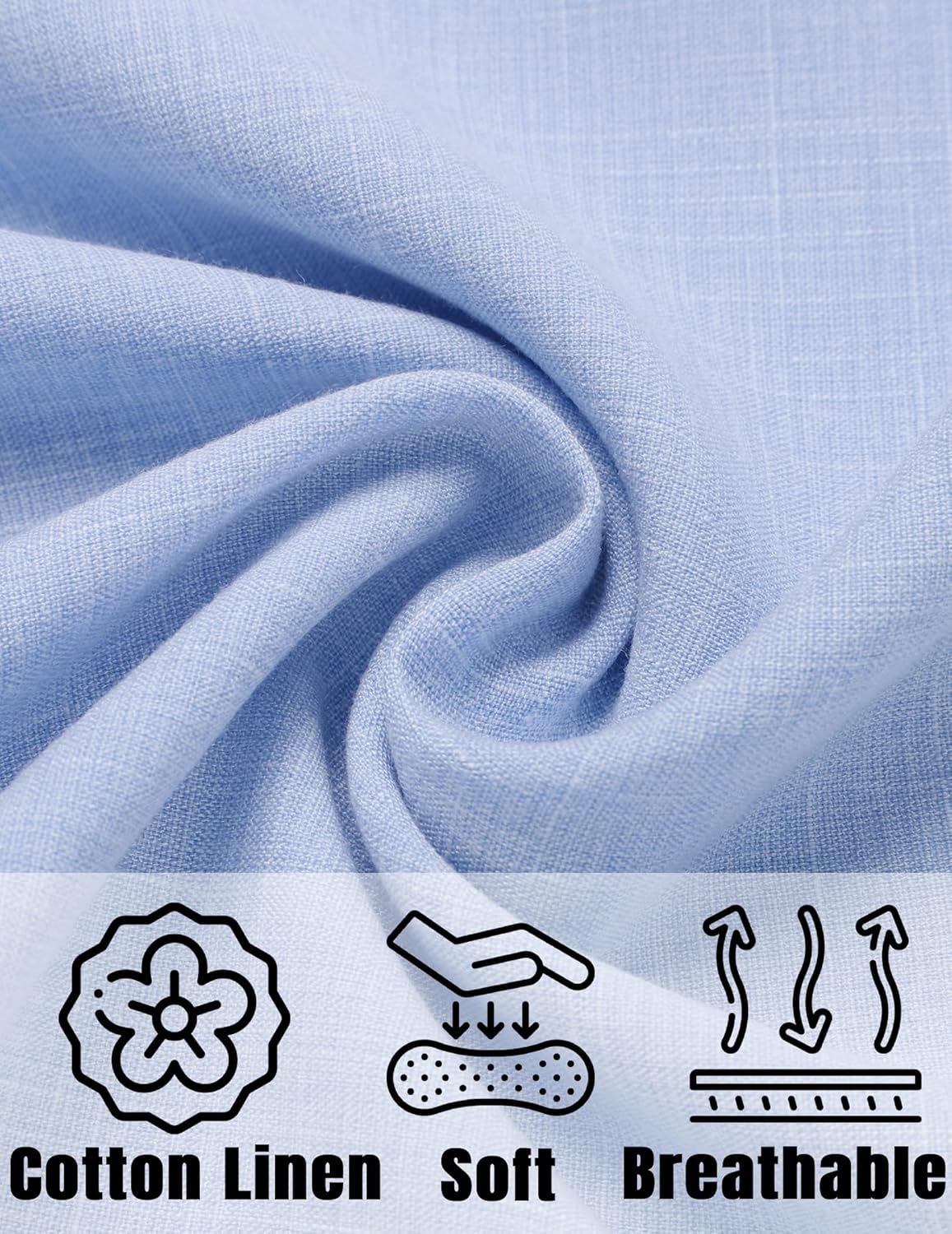 COOFANDY Men's Linen Shirts Short Sleeve Casual Shirts Button Down Shirt for Men Beach Summer Wedding Shirt - Image 5