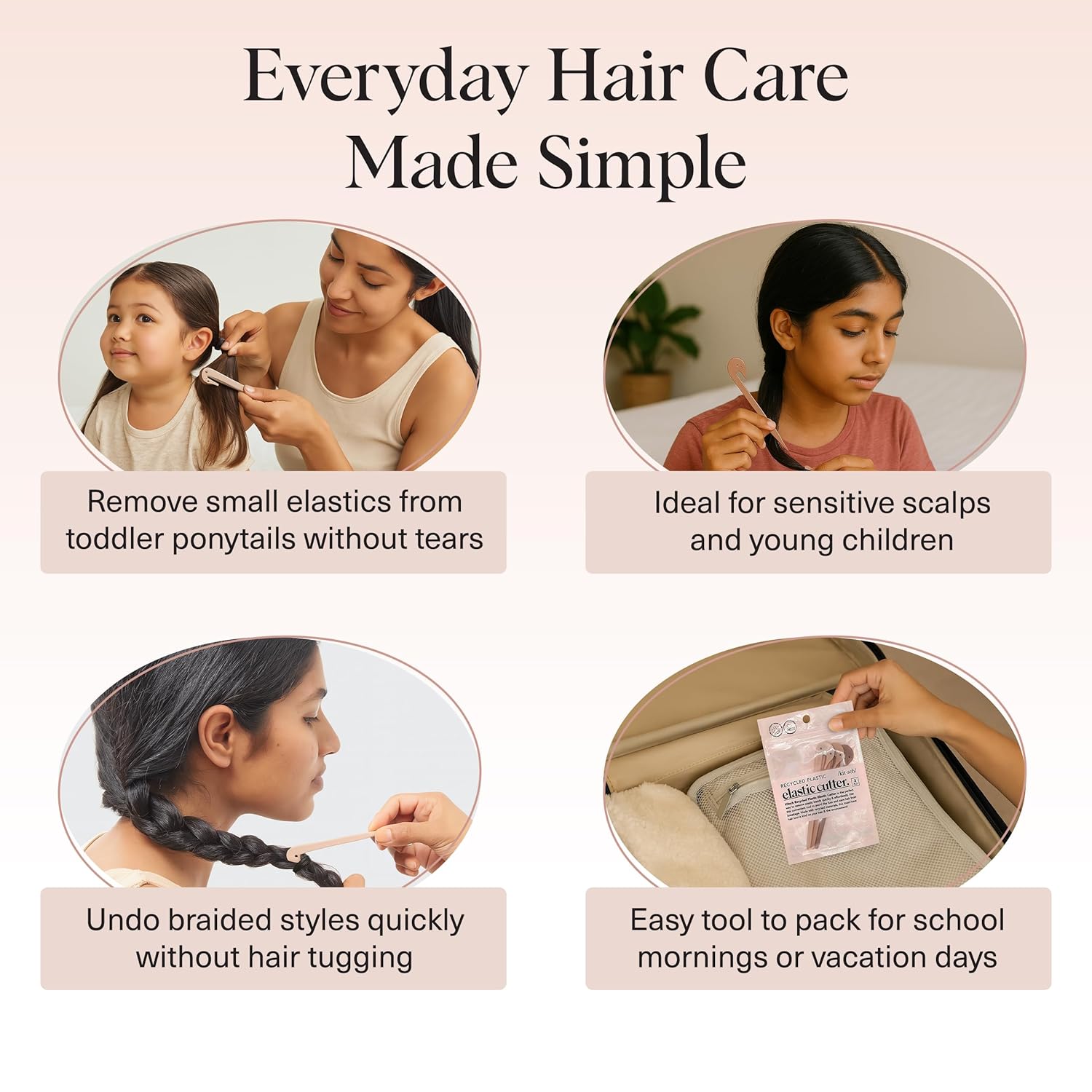 Kitsch Elastic Hair Tie Cutter Tool – Gentle, No Pull For Easy Elastic Bands For Hair Removal | Hair Rubber Bands Cutter | Ideal Gifts for Women & Mothers Day Gifts For Mom – Multicolor, 3pc Set - Image 6