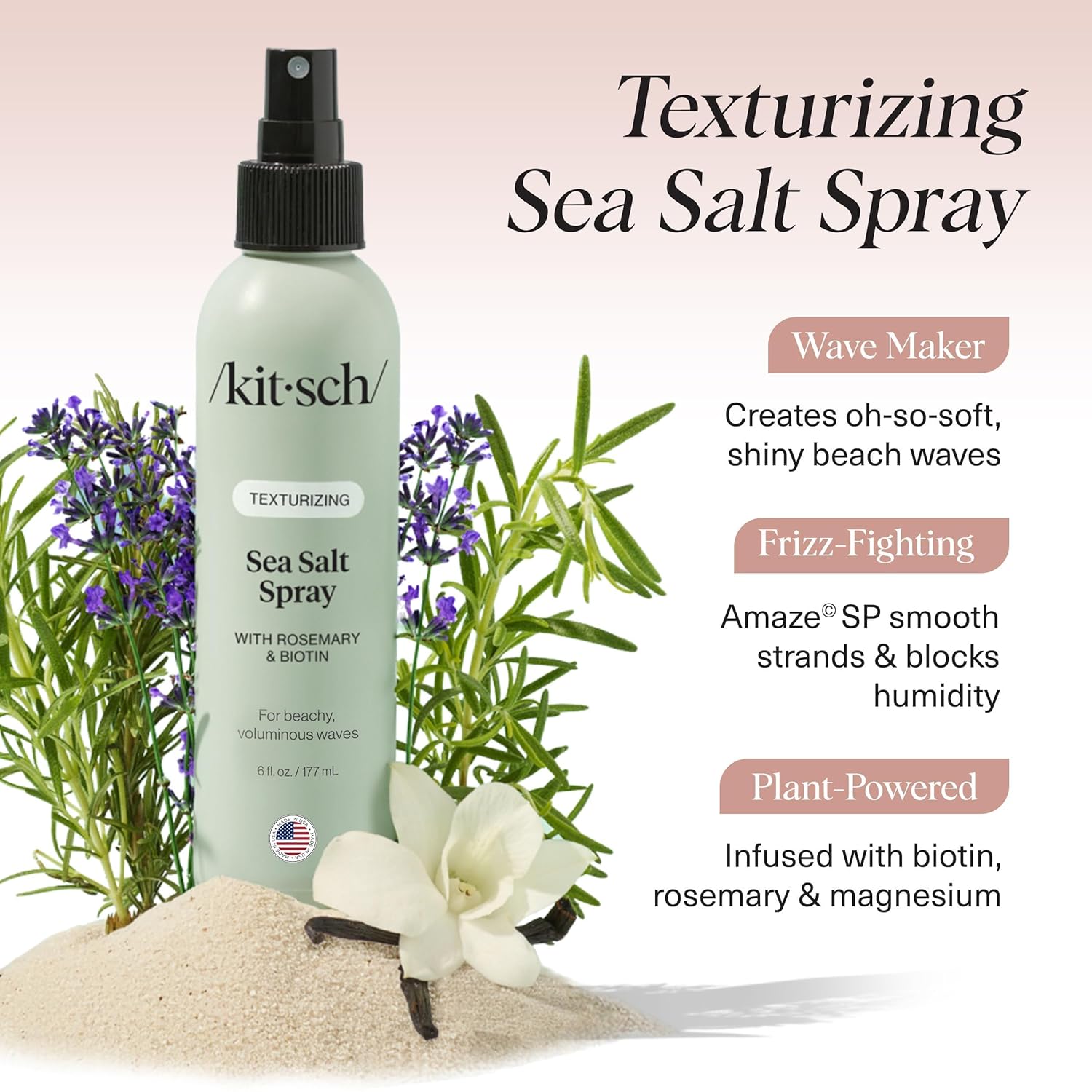 Kitsch Sea Salt Spray for Men and Women | Hair Spray with Rosemary, Biotin, Magnesium – Hair Texturizer for Natural Curls and Beach Waves | Ideal Gifts for Women, 177 mL - Image 4