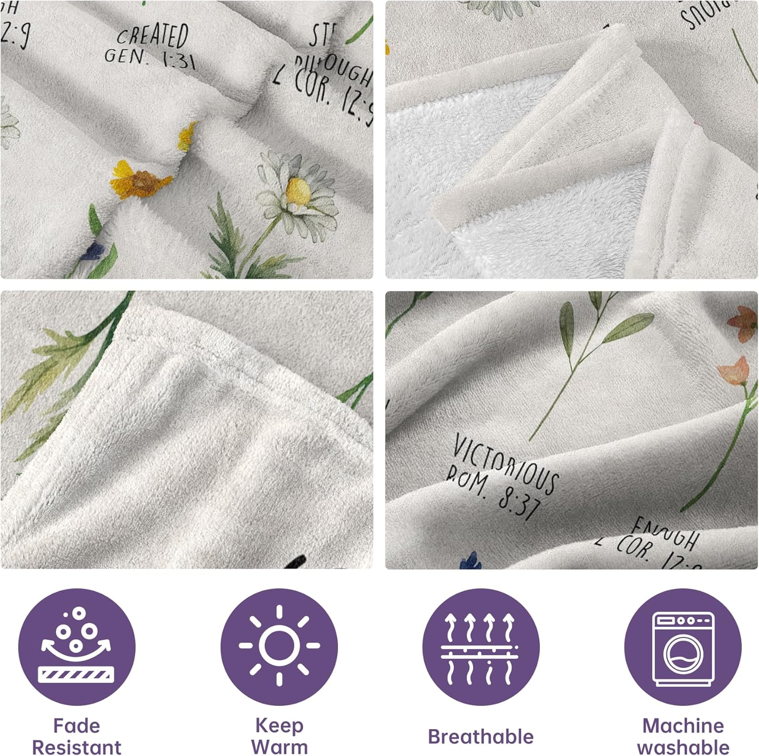 Afterprints Christian Gifts for Women, Christian Blanket with Flowers, Birthday Gifts for Women, Christmas, Inspirational, Religious Gifts for Sister, Friend, Daughter, Soft Throw Blankets 50'' x 60'' - Image 4